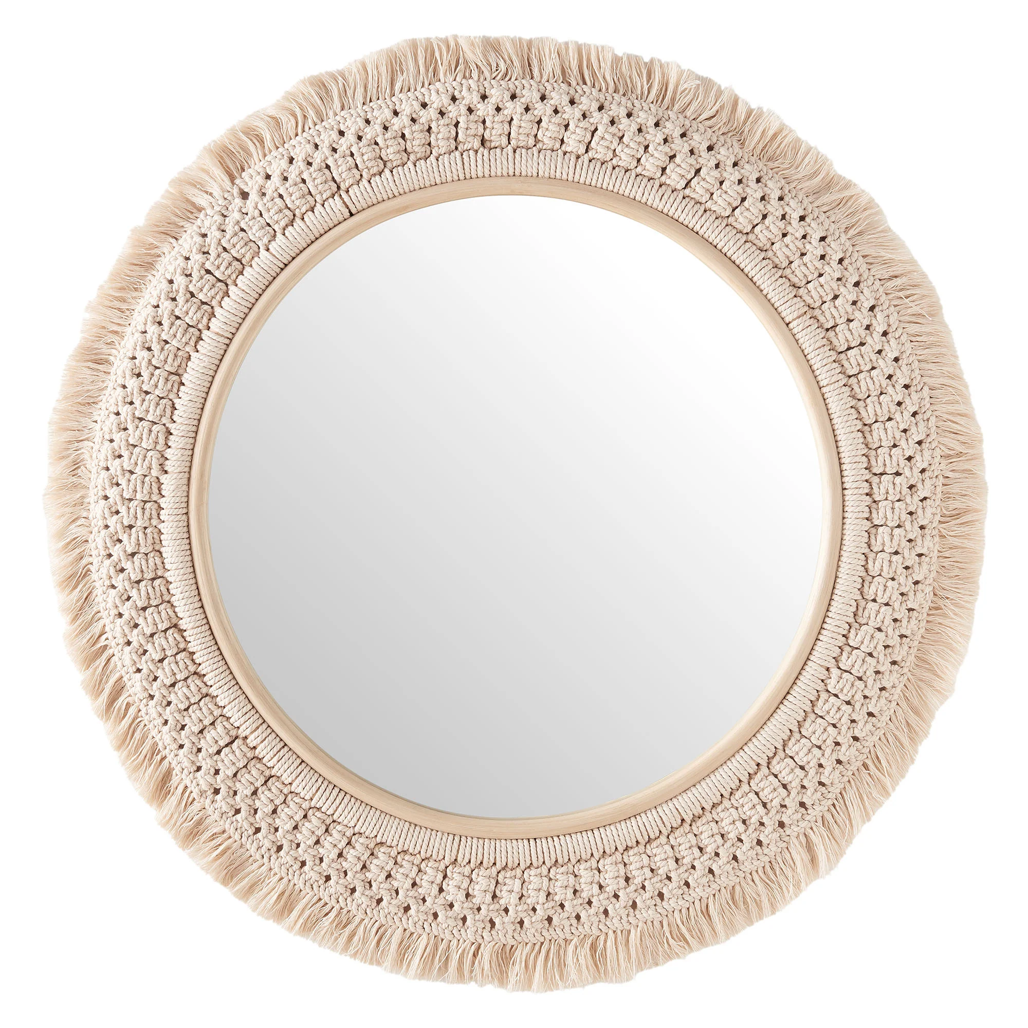 Jade Round Rattan Macrame Wall Mirror by Modway - Image 3
