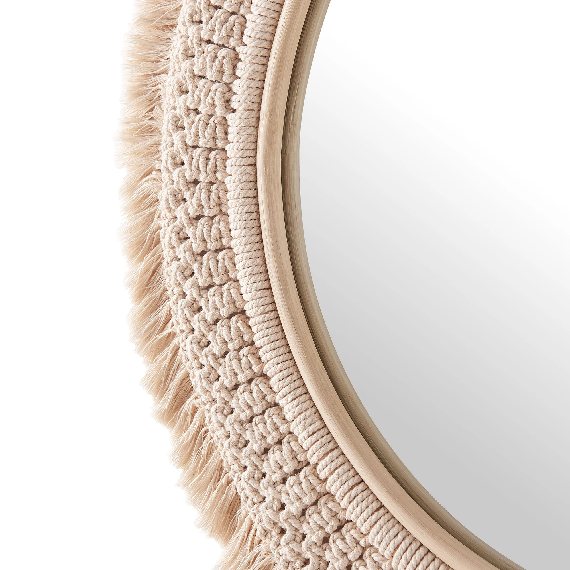 Jade Round Rattan Macrame Wall Mirror by Modway - Image 4