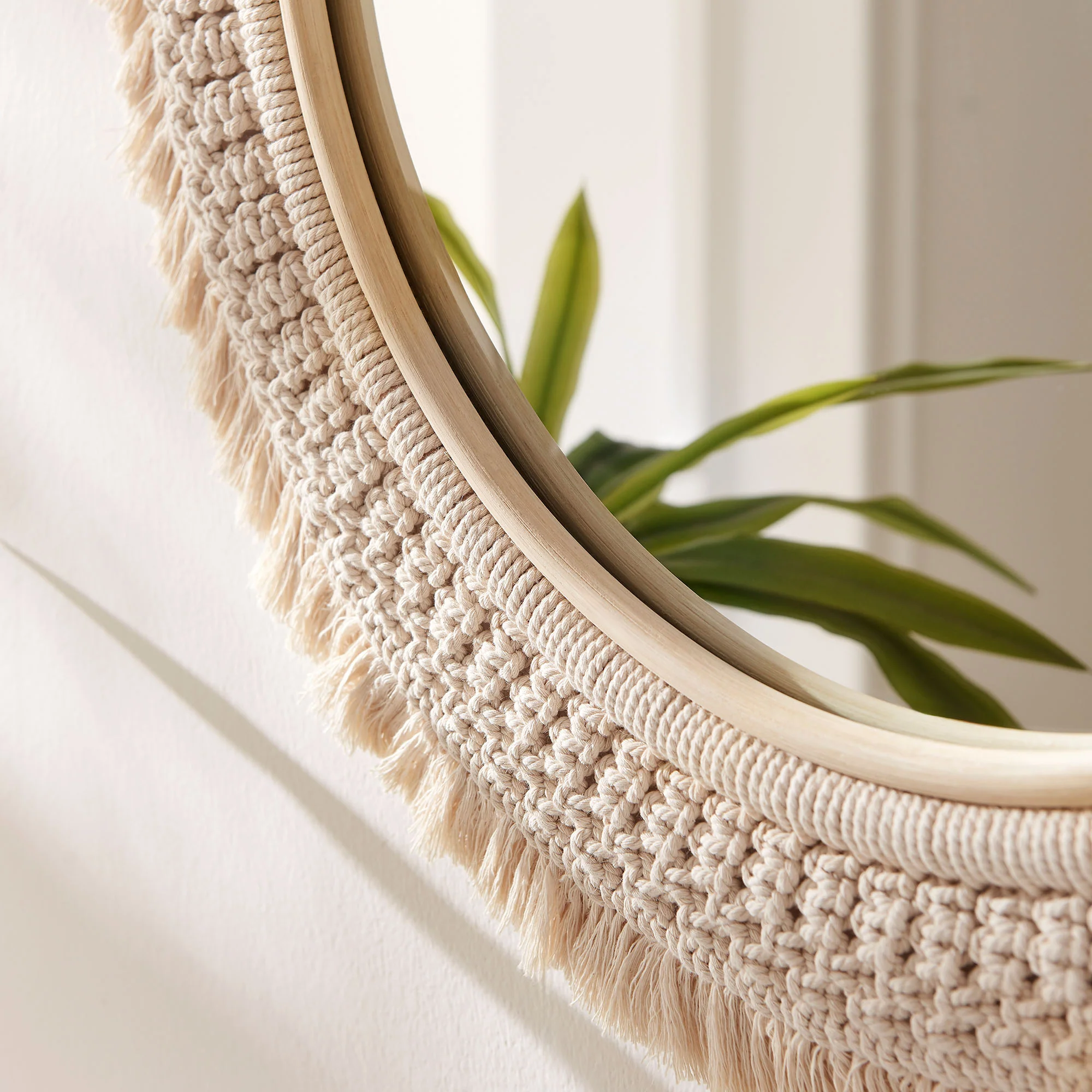 Jade Round Rattan Macrame Wall Mirror by Modway - Image 5