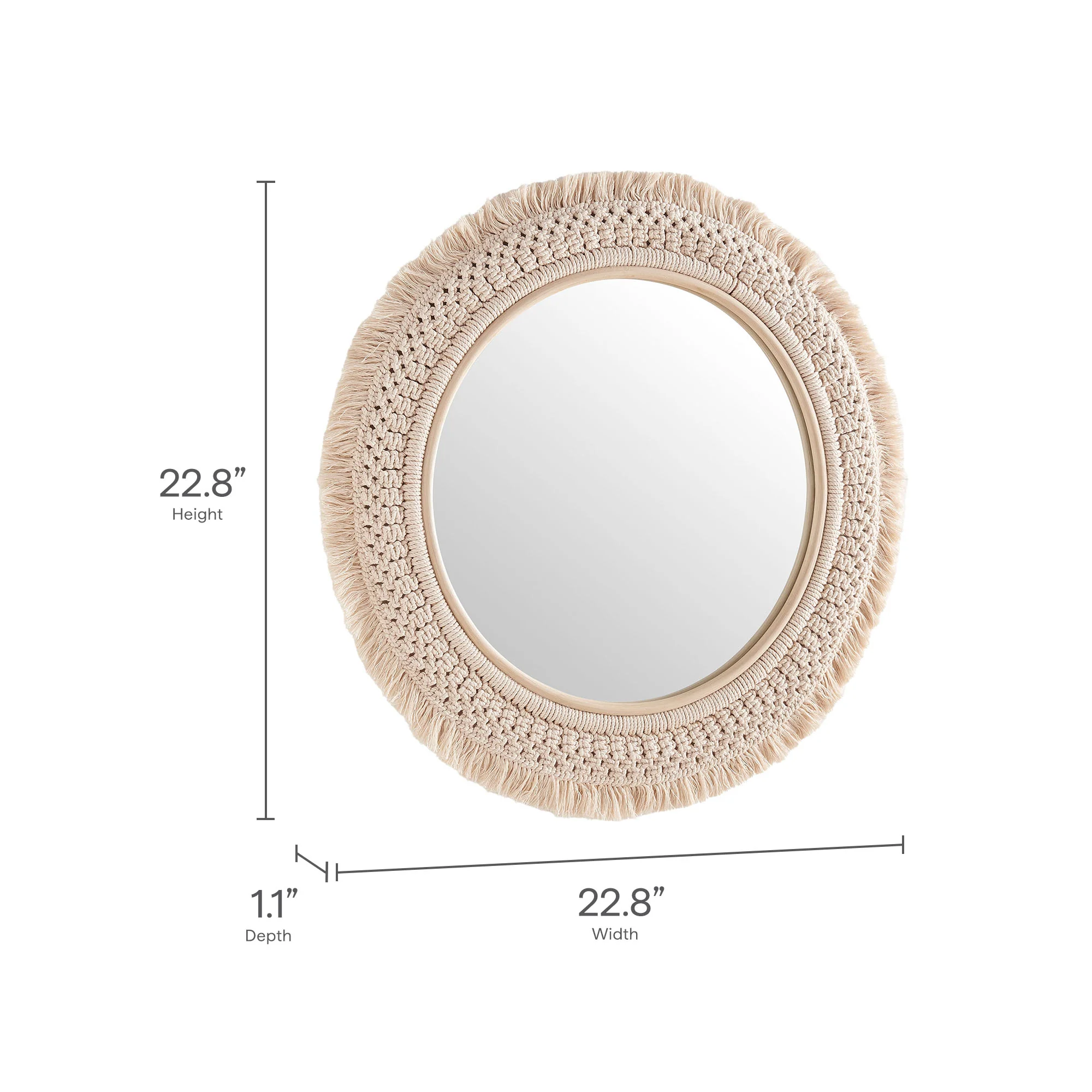 Jade Round Rattan Macrame Wall Mirror by Modway - Image 7