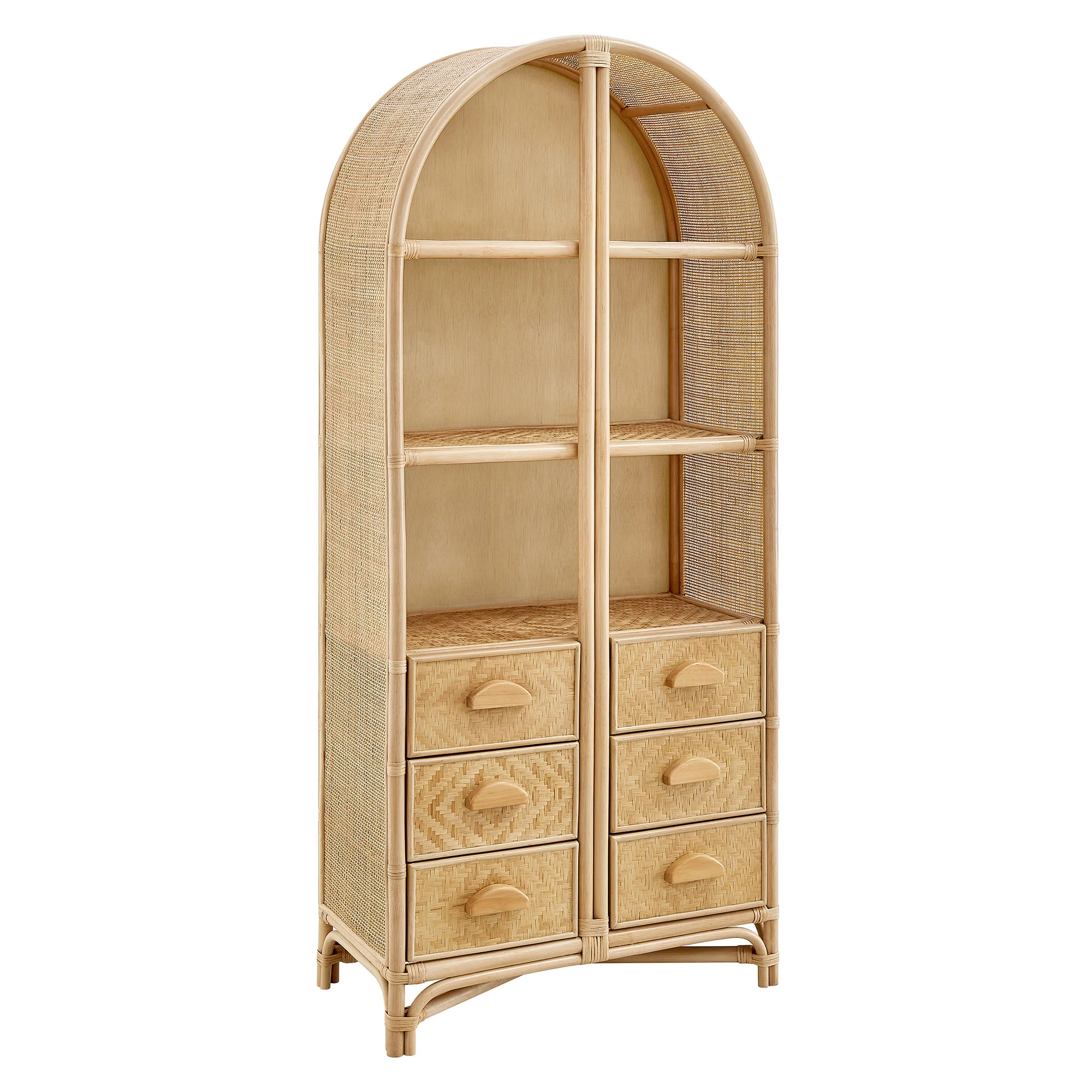 Jane 71 Inch Tall Arched Natural Rattan Bookshelf by Modway - Image 2