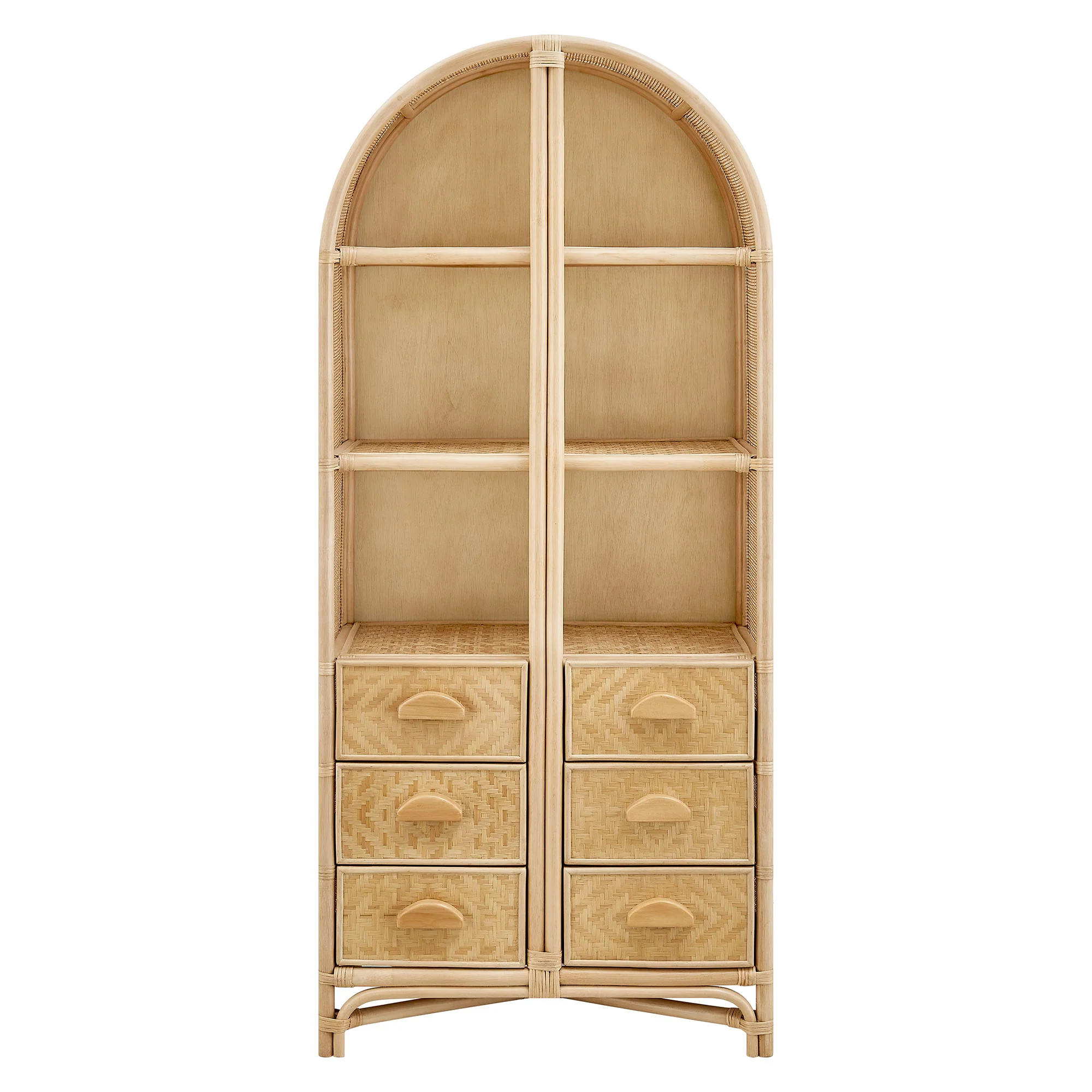 Jane 71 Inch Tall Arched Natural Rattan Bookshelf by Modway - Image 4