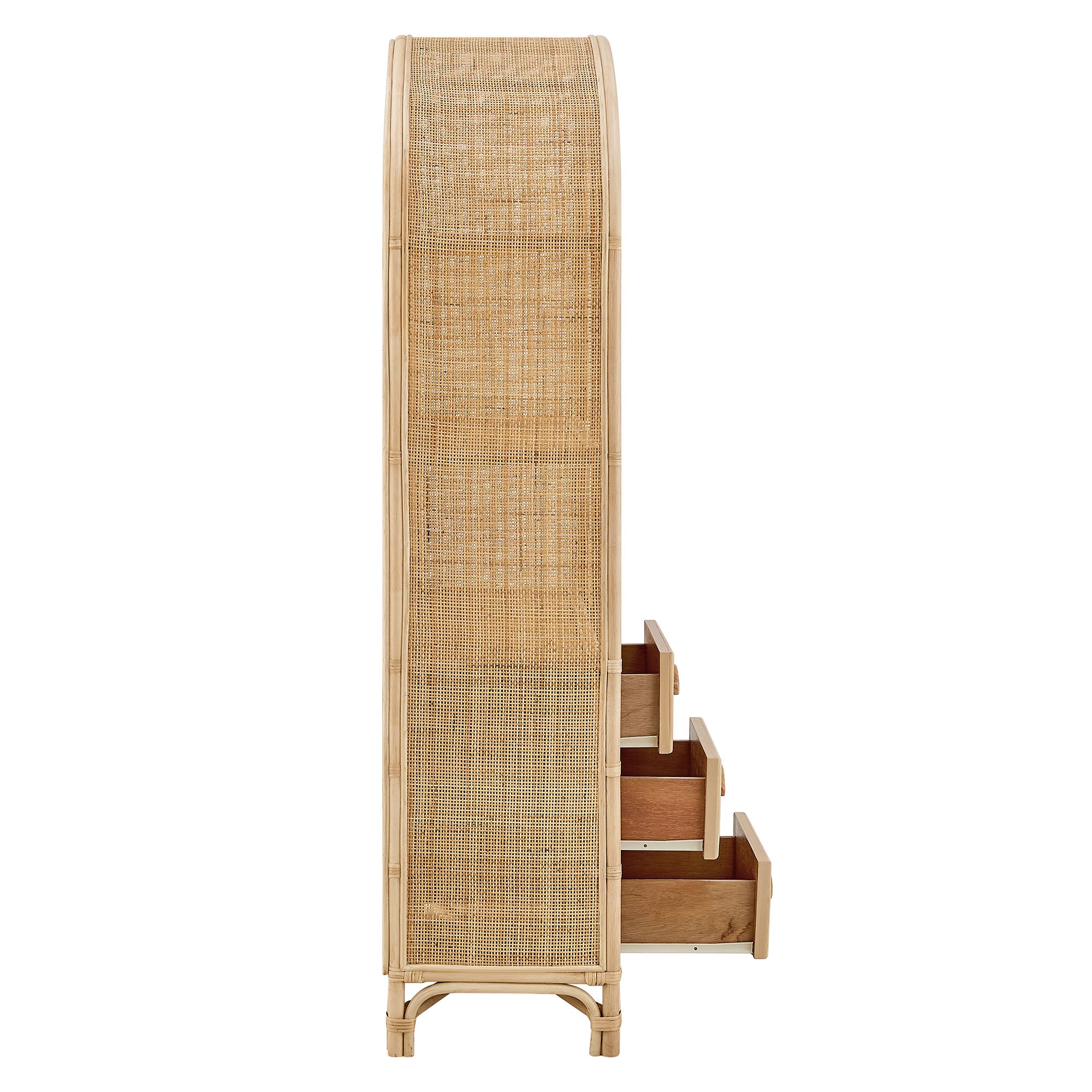 Jane 71 Inch Tall Arched Natural Rattan Bookshelf by Modway - Image 5