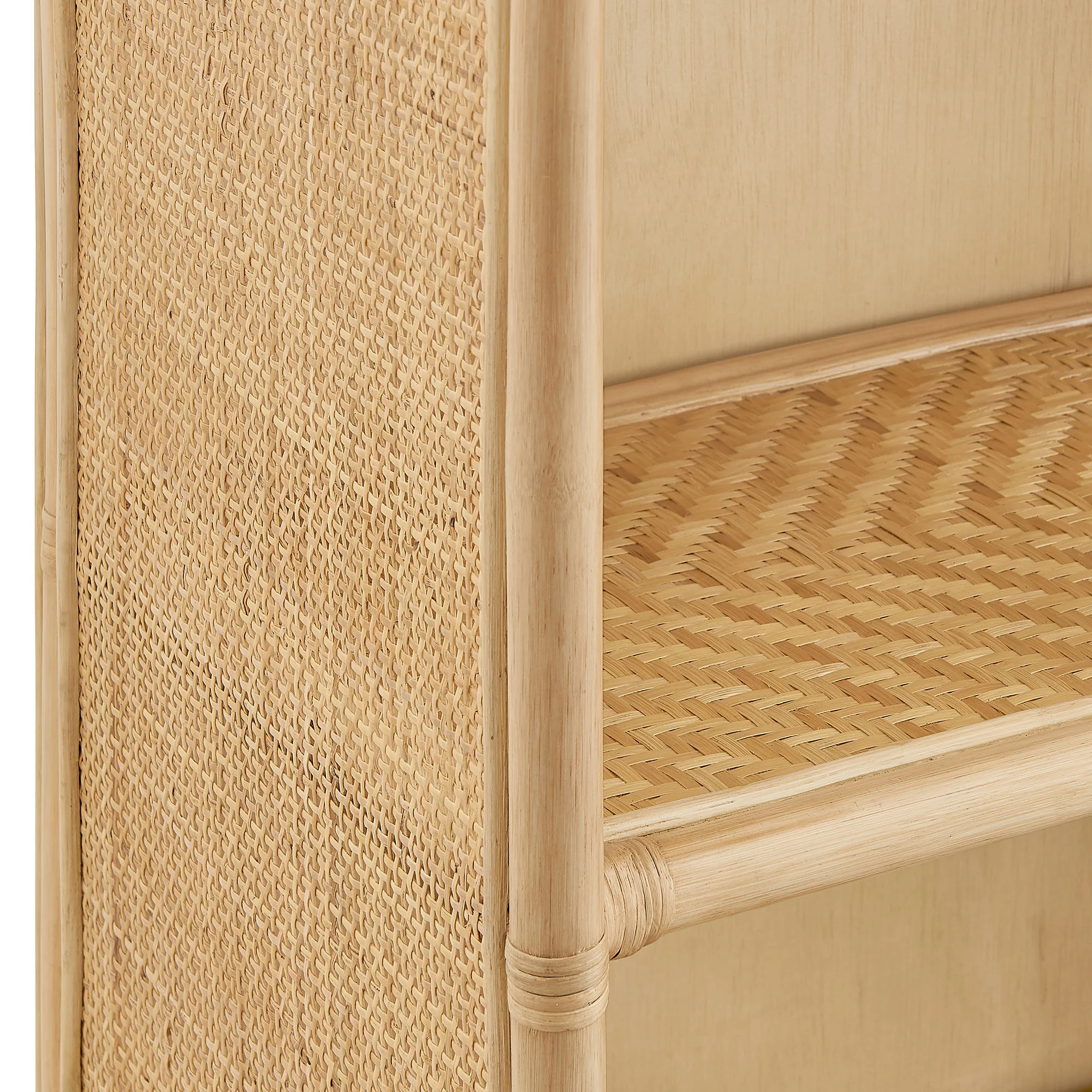 Jane 71 Inch Tall Arched Natural Rattan Bookshelf by Modway - Image 7