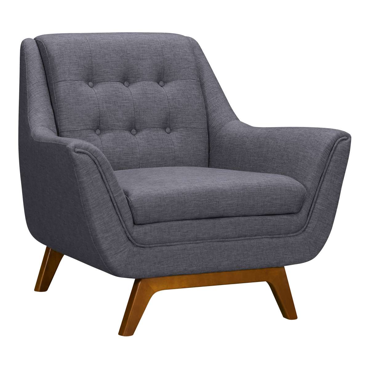Janson Mid-Century Sofa Chair in Champagne Wood Finish and Blue Fabric By Armen Living - Image 5