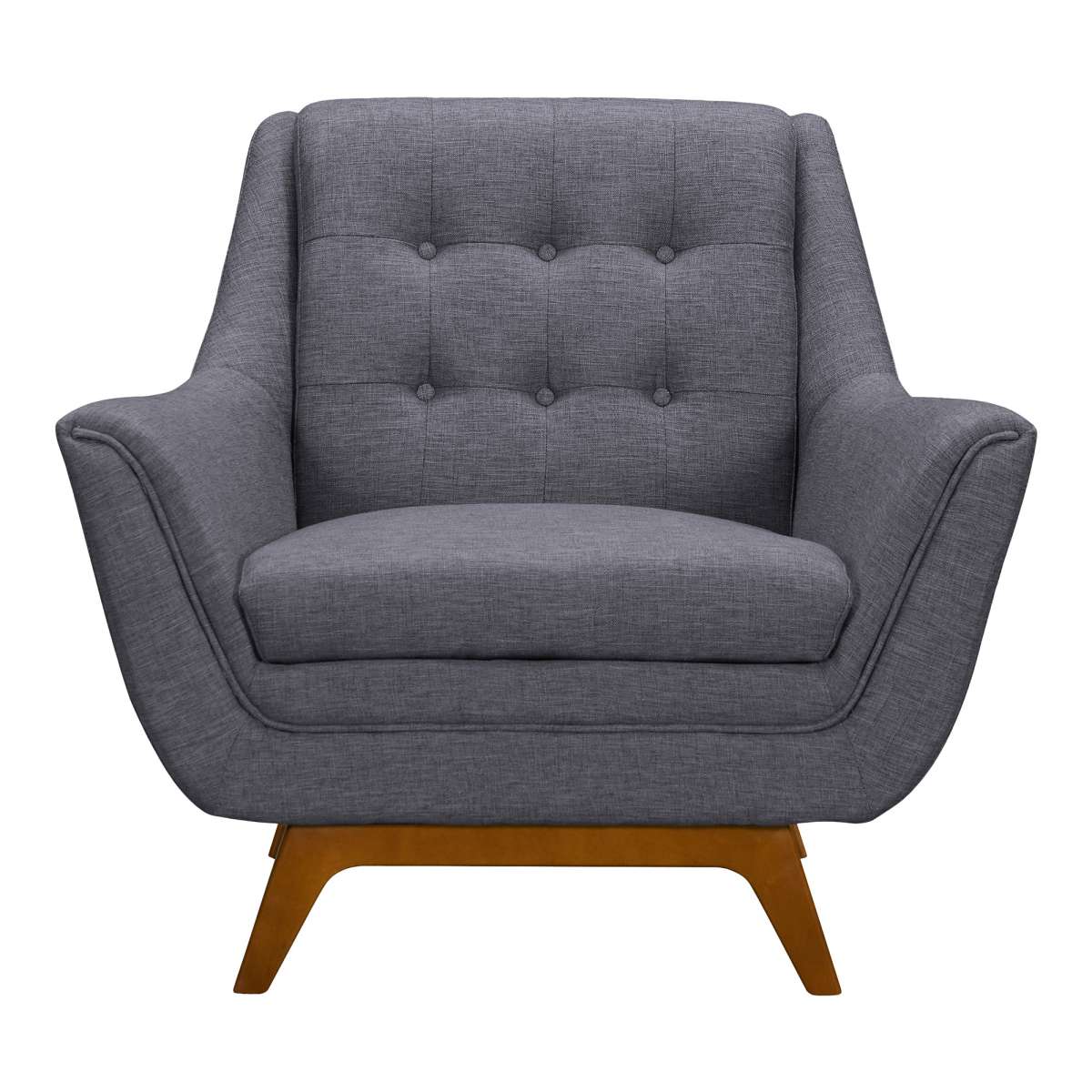 Janson Mid-Century Sofa Chair in Champagne Wood Finish and Blue Fabric By Armen Living - Image 6