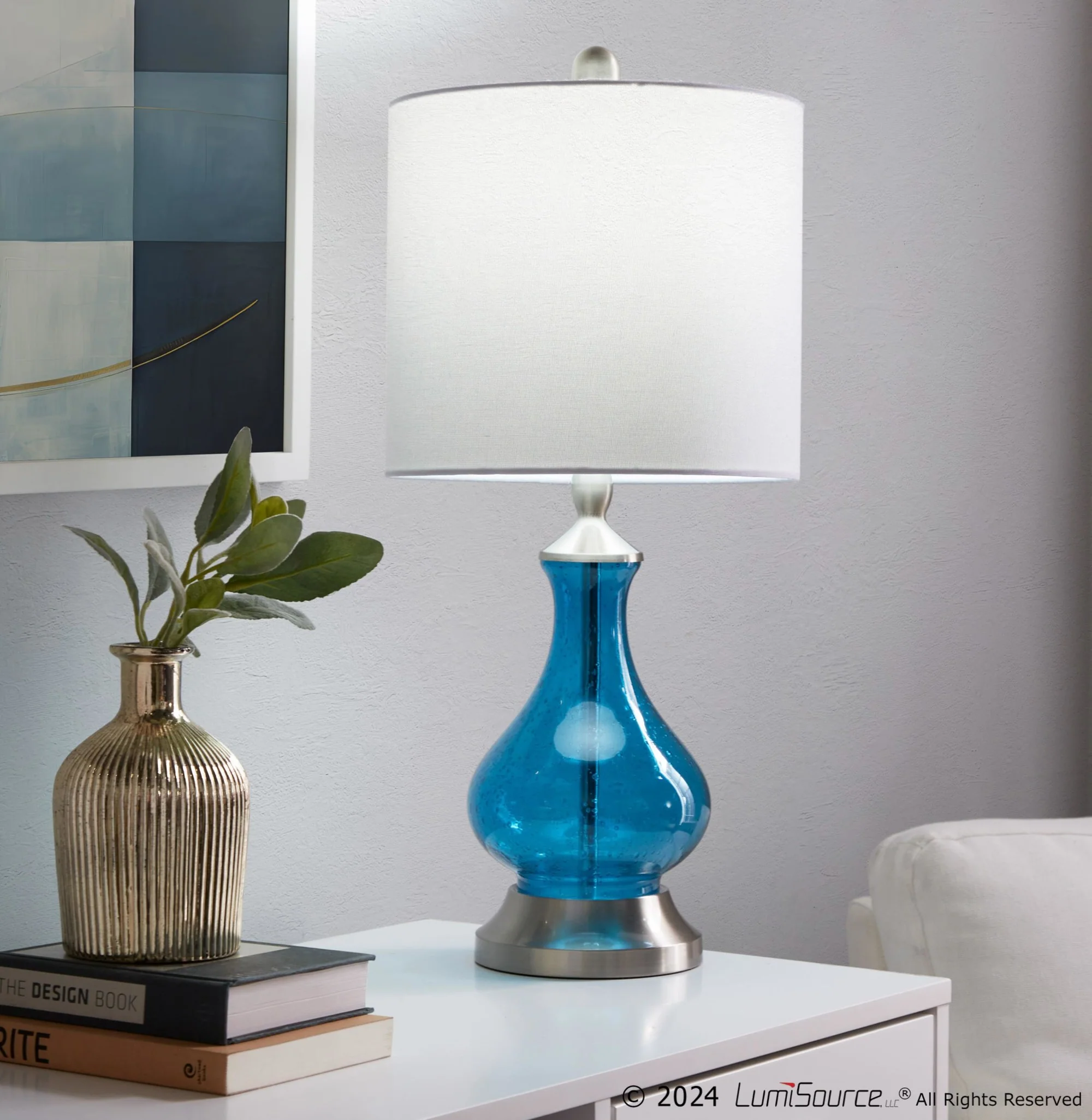 Jasmine 22" Glass Accent Lamp By LumiSource - GTG22-JASMN BUBNIW - Image 2