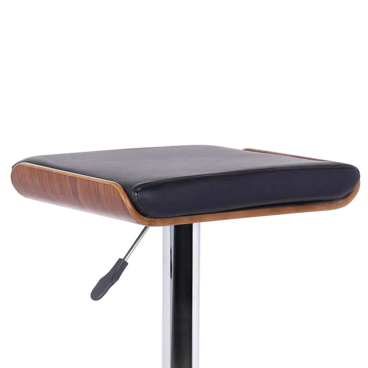 Java Barstool in Chrome finish with Walnut wood and Black Faux Leather By Armen Living - Image 3