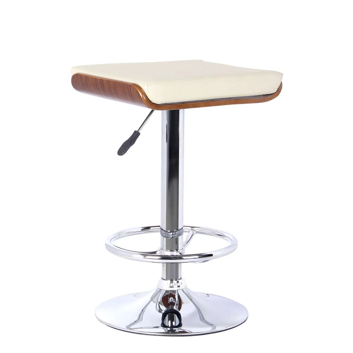 Java Barstool in Chrome finish with Walnut wood and Black Faux Leather By Armen Living - Image 5