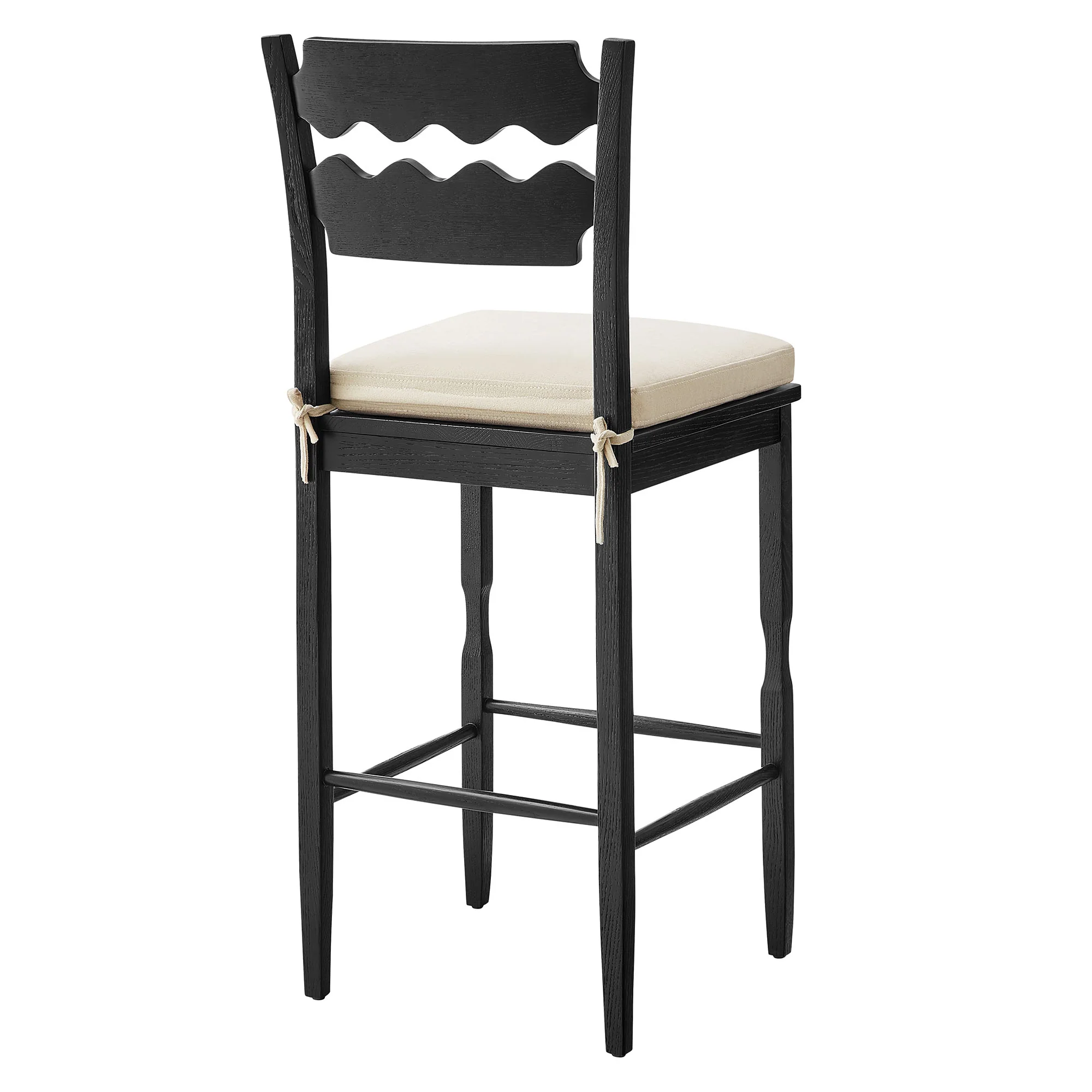 Jax Oak Wood Bar Stool With Wavy Razor Back and Cushion by Modway - Image 13