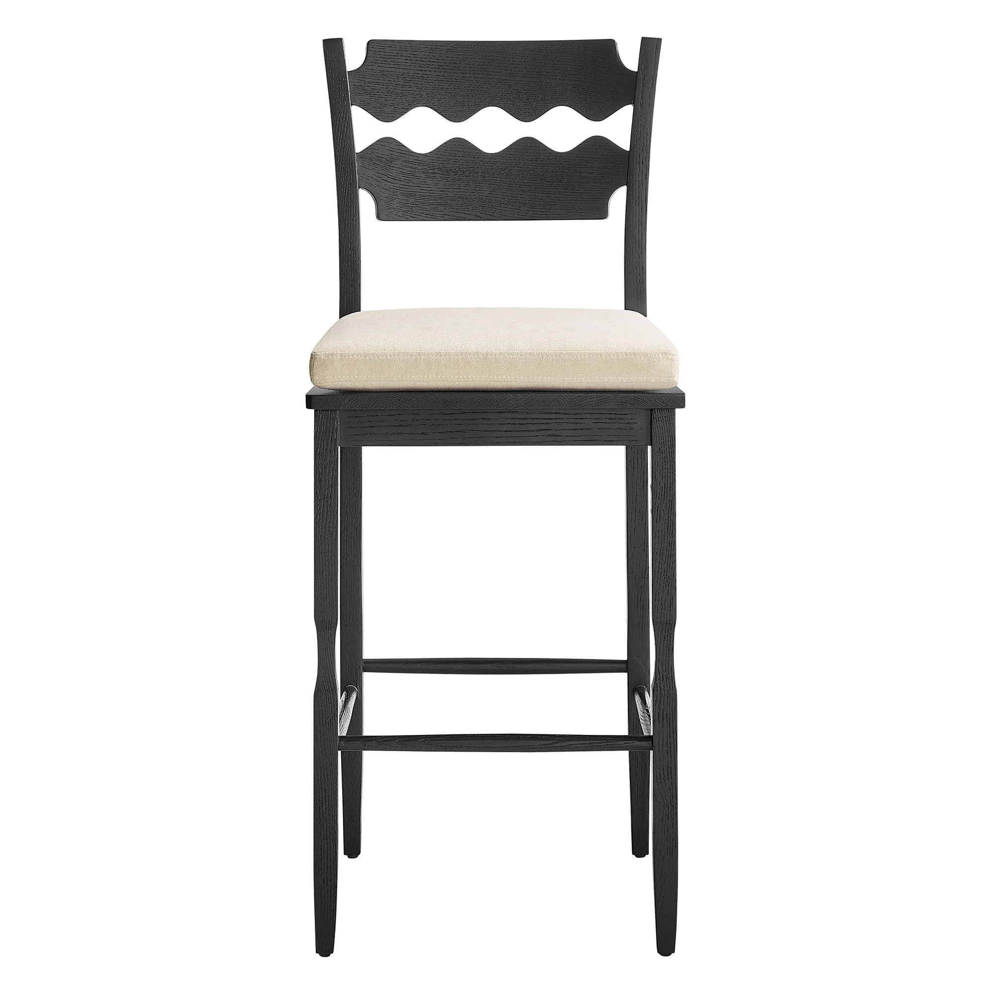 Jax Oak Wood Bar Stool With Wavy Razor Back and Cushion by Modway - Image 14