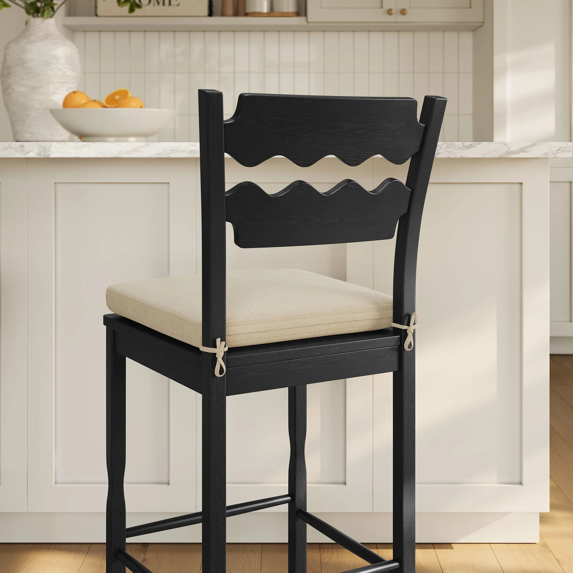 Jax Oak Wood Bar Stool With Wavy Razor Back and Cushion by Modway - Image 17
