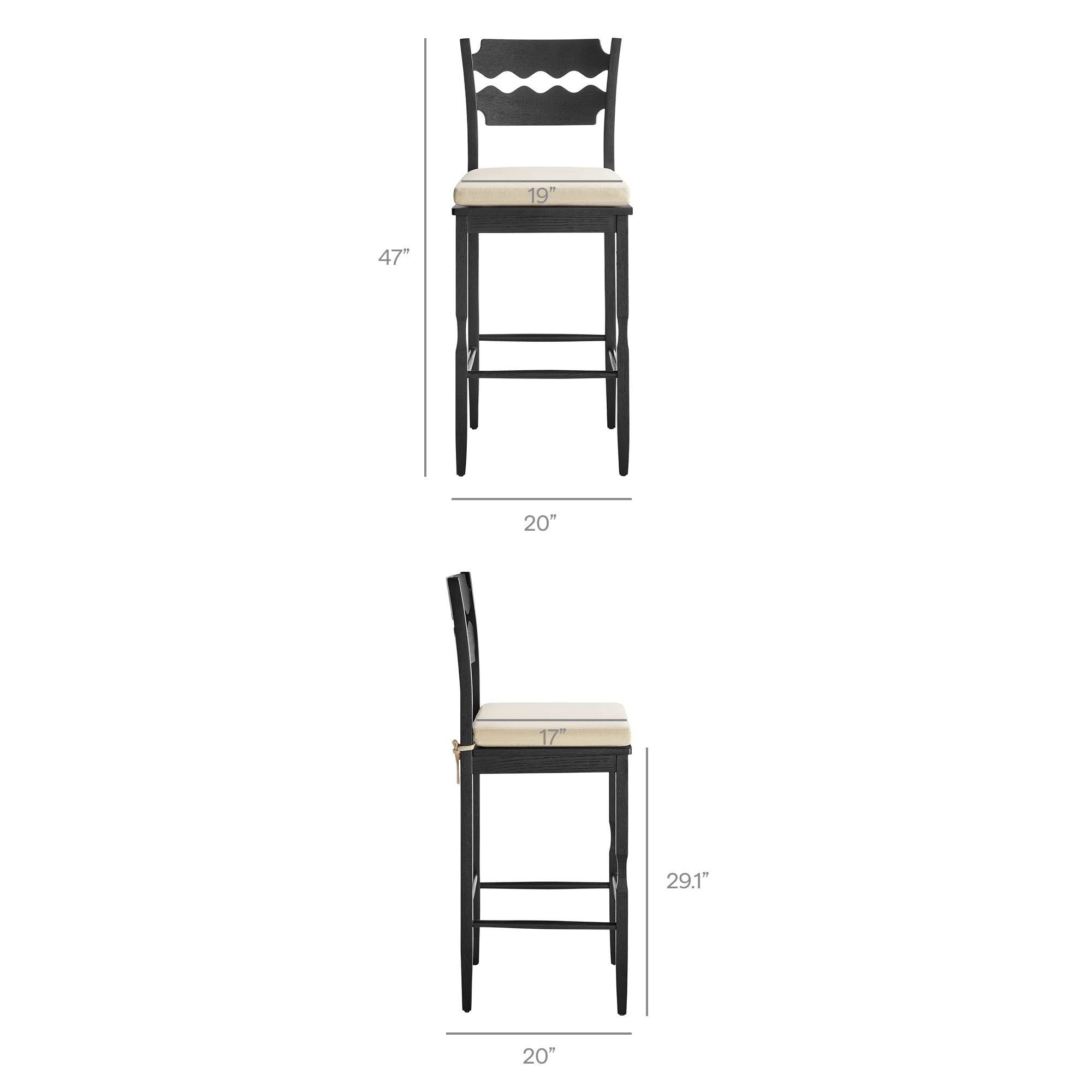 Jax Oak Wood Bar Stool With Wavy Razor Back and Cushion by Modway - Image 20