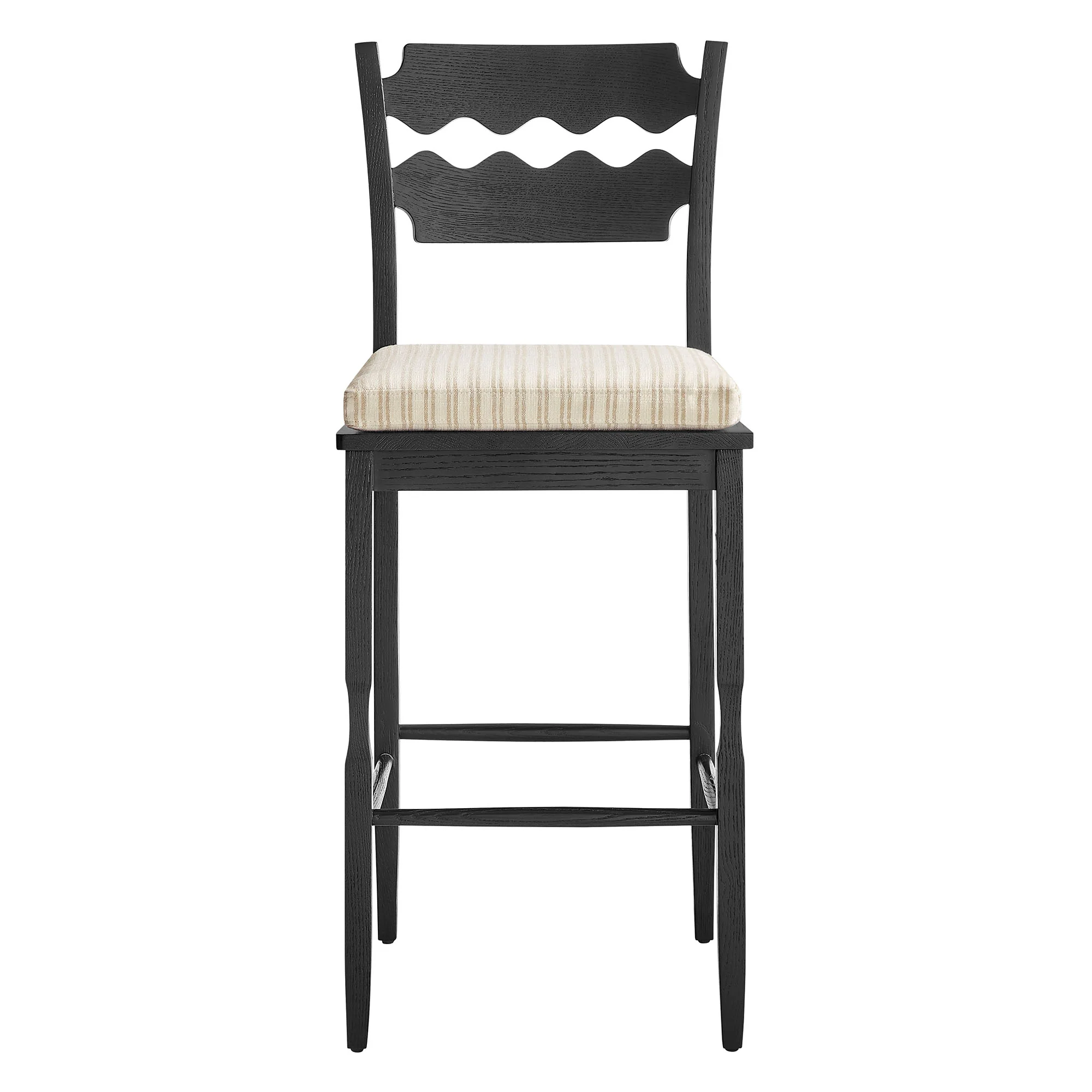 Jax Oak Wood Bar Stool With Wavy Razor Back and Cushion by Modway - Image 24