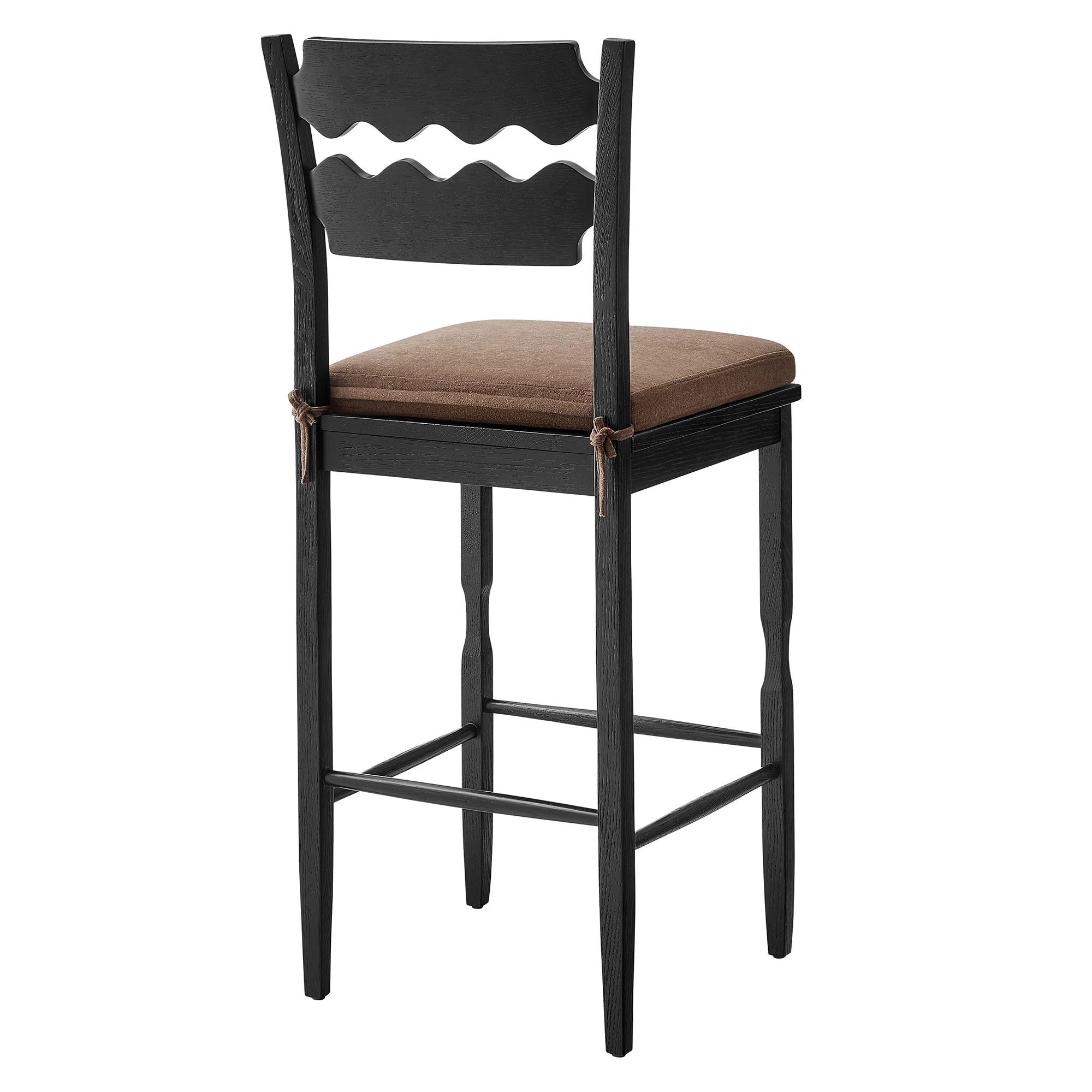 Jax Oak Wood Bar Stool With Wavy Razor Back and Cushion by Modway - Image 3