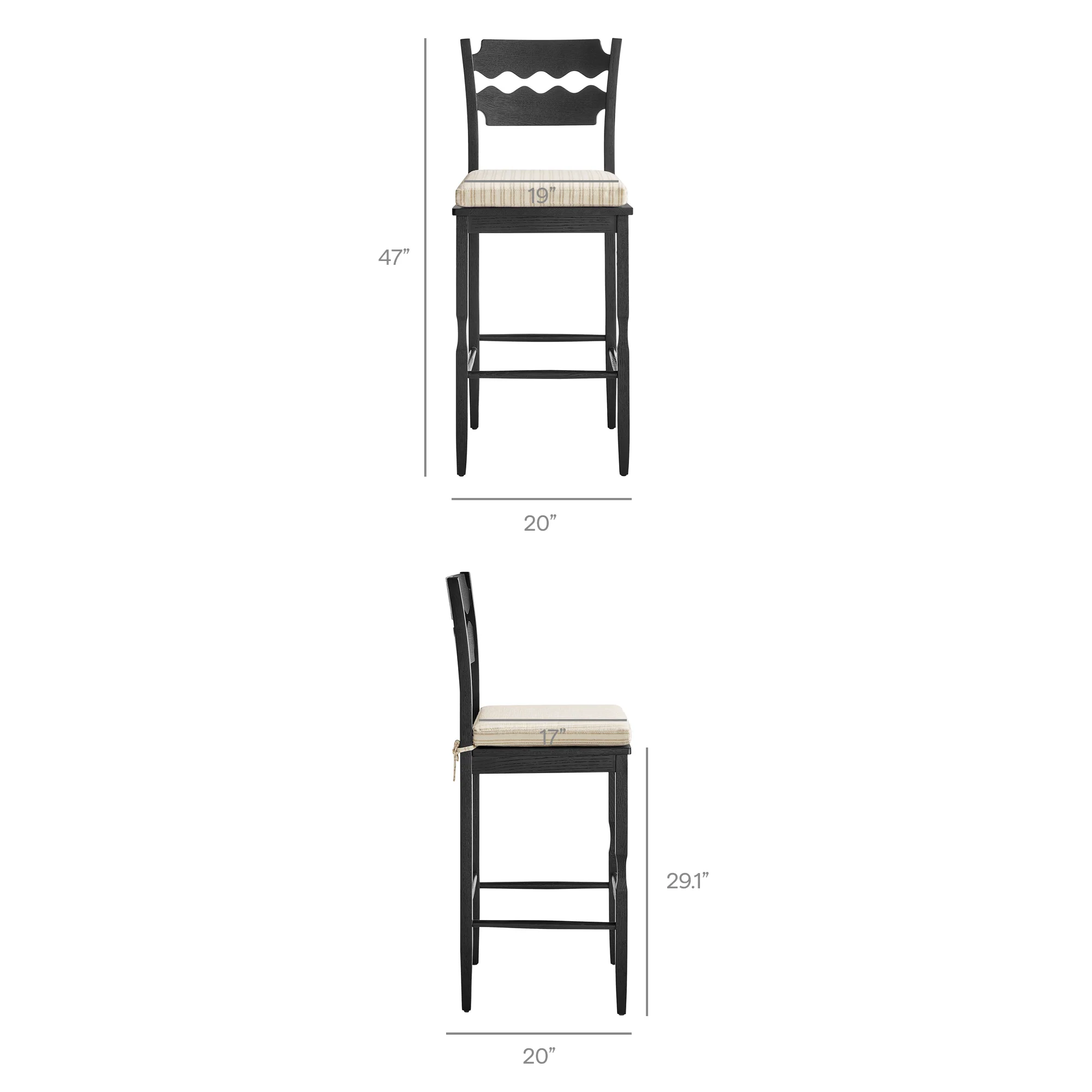 Jax Oak Wood Bar Stool With Wavy Razor Back and Cushion by Modway - Image 30