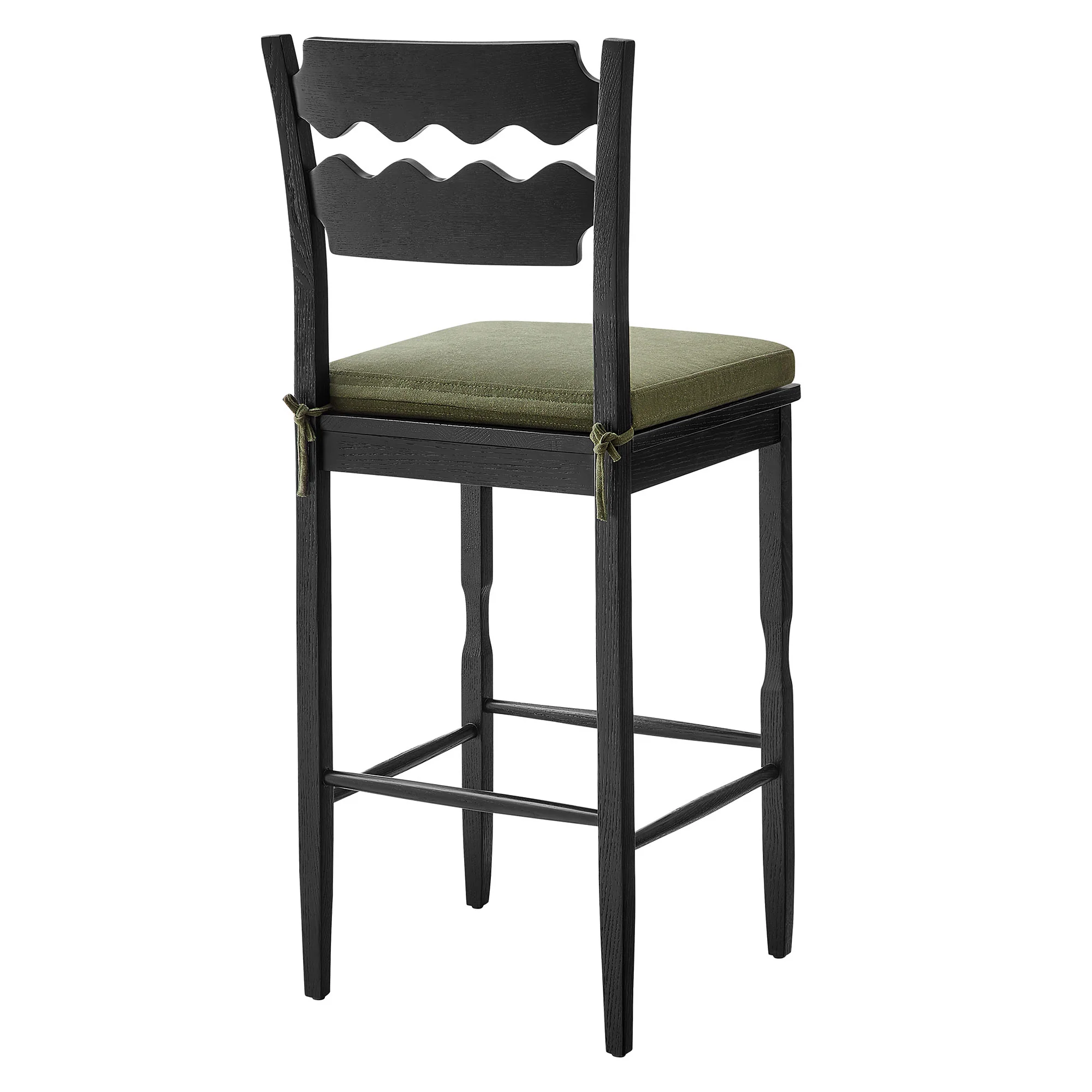 Jax Oak Wood Bar Stool With Wavy Razor Back and Cushion by Modway - Image 33