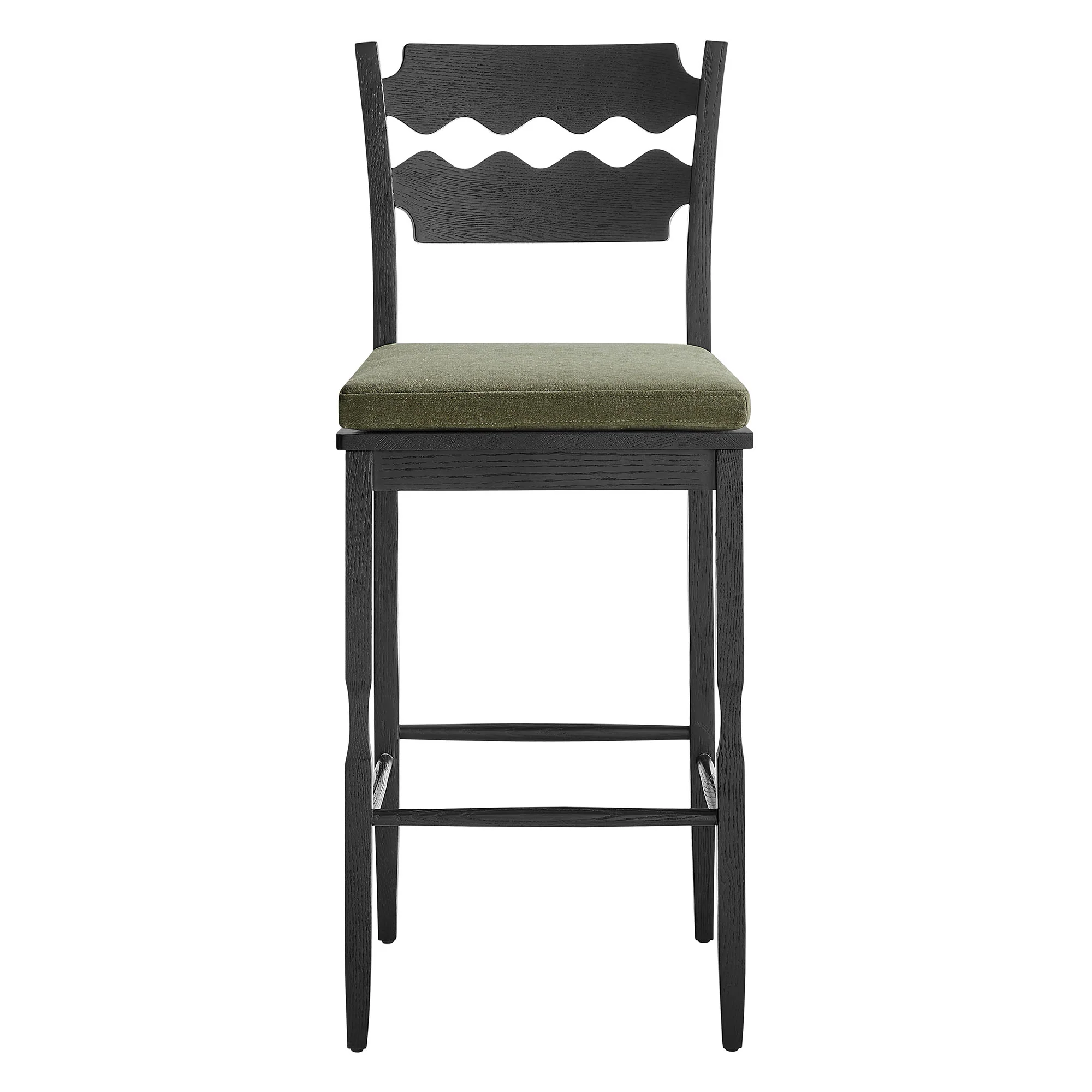 Jax Oak Wood Bar Stool With Wavy Razor Back and Cushion by Modway - Image 34