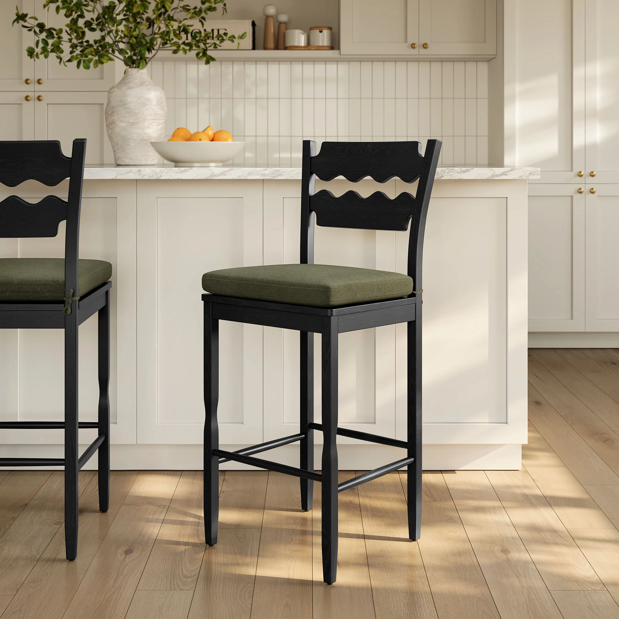 Jax Oak Wood Bar Stool With Wavy Razor Back and Cushion by Modway - Image 38