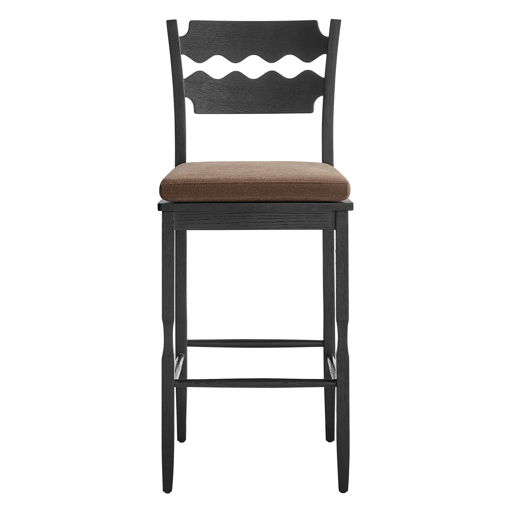 Jax Oak Wood Bar Stool With Wavy Razor Back and Cushion by Modway - Image 4