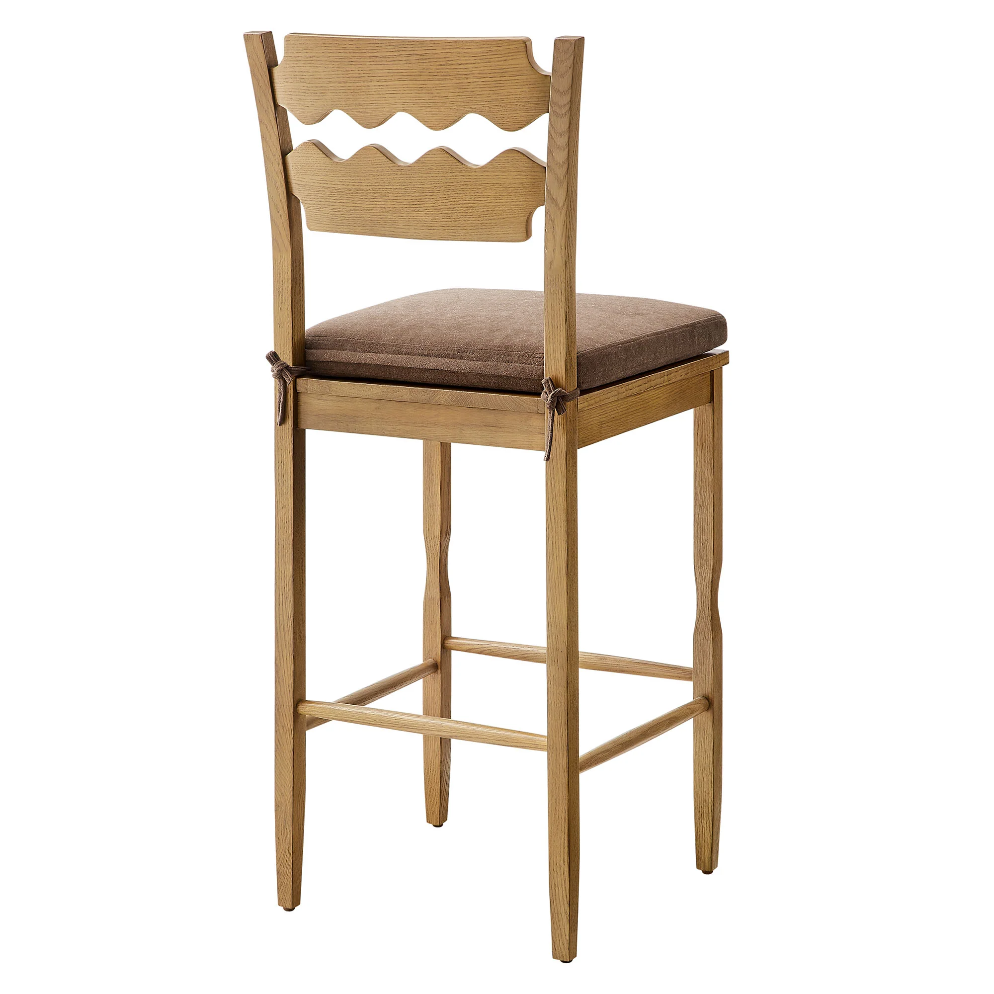 Jax Oak Wood Bar Stool With Wavy Razor Back and Cushion by Modway - Image 43