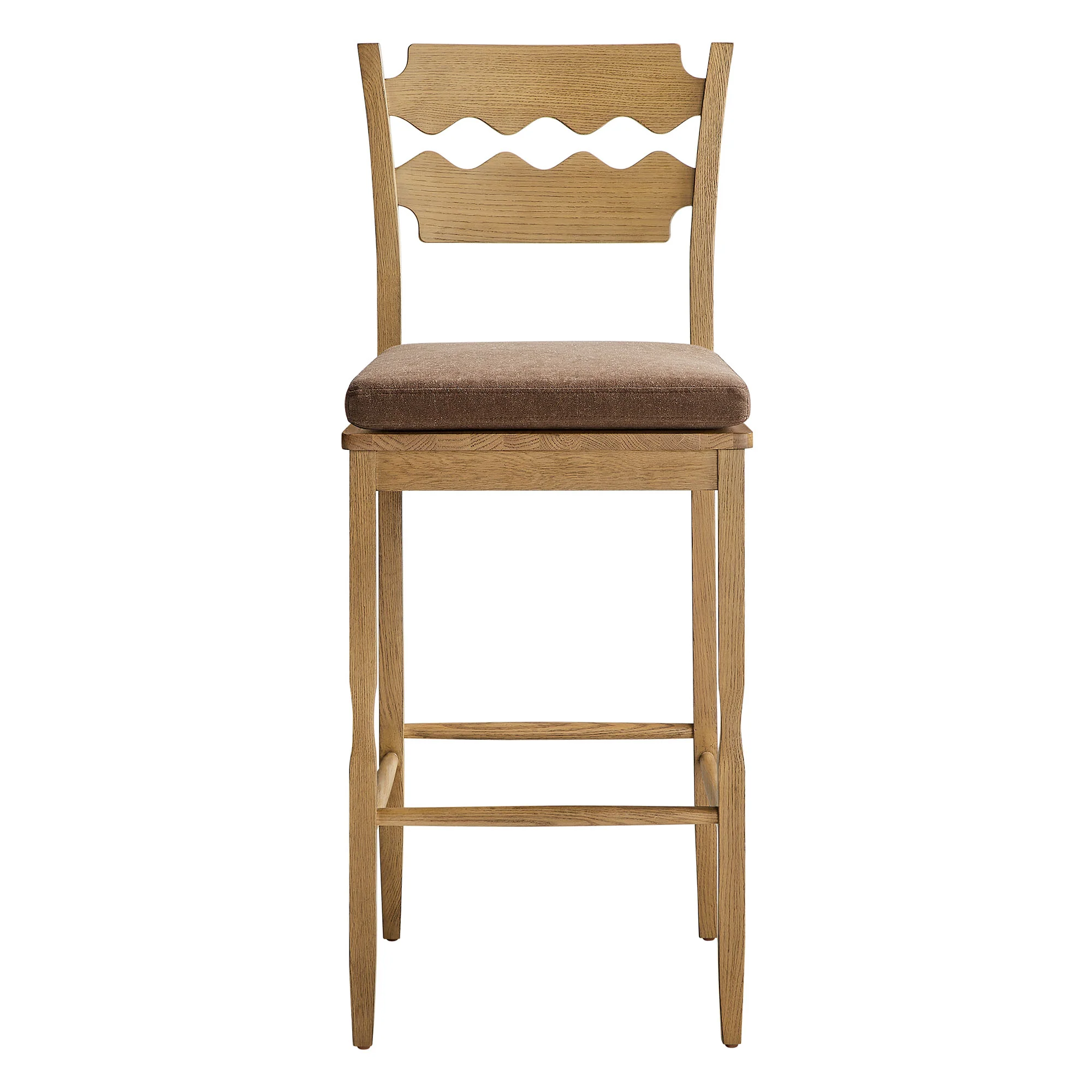 Jax Oak Wood Bar Stool With Wavy Razor Back and Cushion by Modway - Image 44