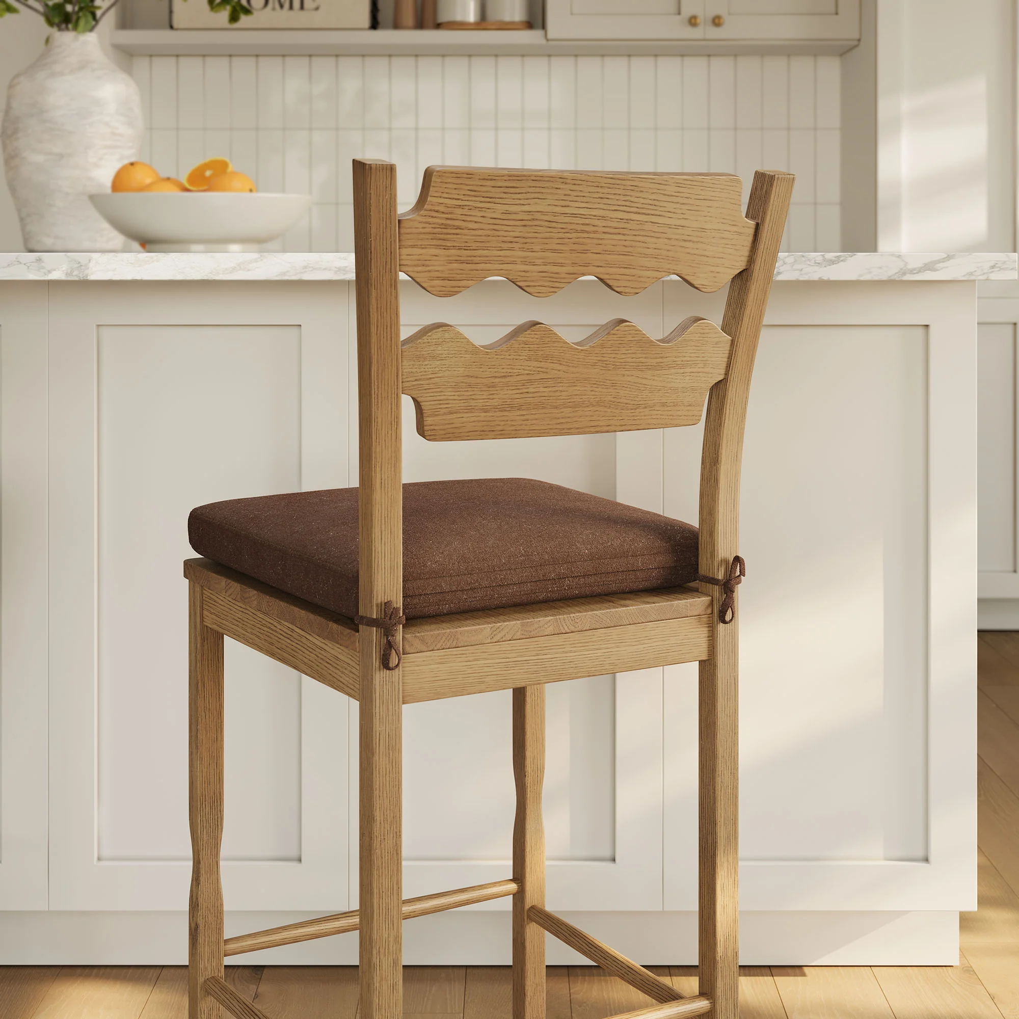 Jax Oak Wood Bar Stool With Wavy Razor Back and Cushion by Modway - Image 47