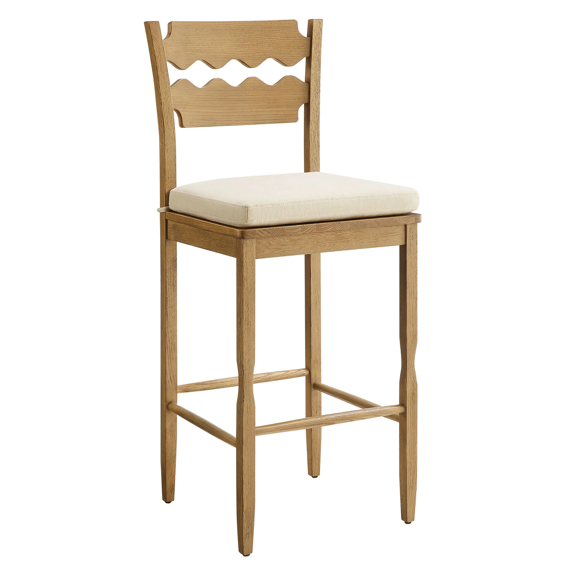 Jax Oak Wood Bar Stool With Wavy Razor Back and Cushion by Modway - Image 51