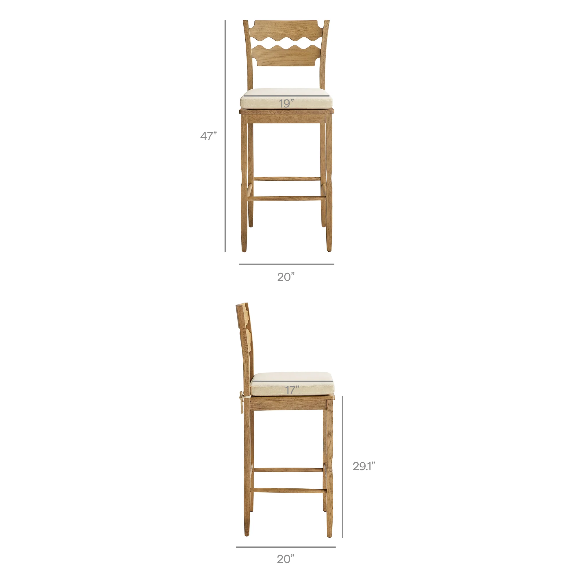 Jax Oak Wood Bar Stool With Wavy Razor Back and Cushion by Modway - Image 60
