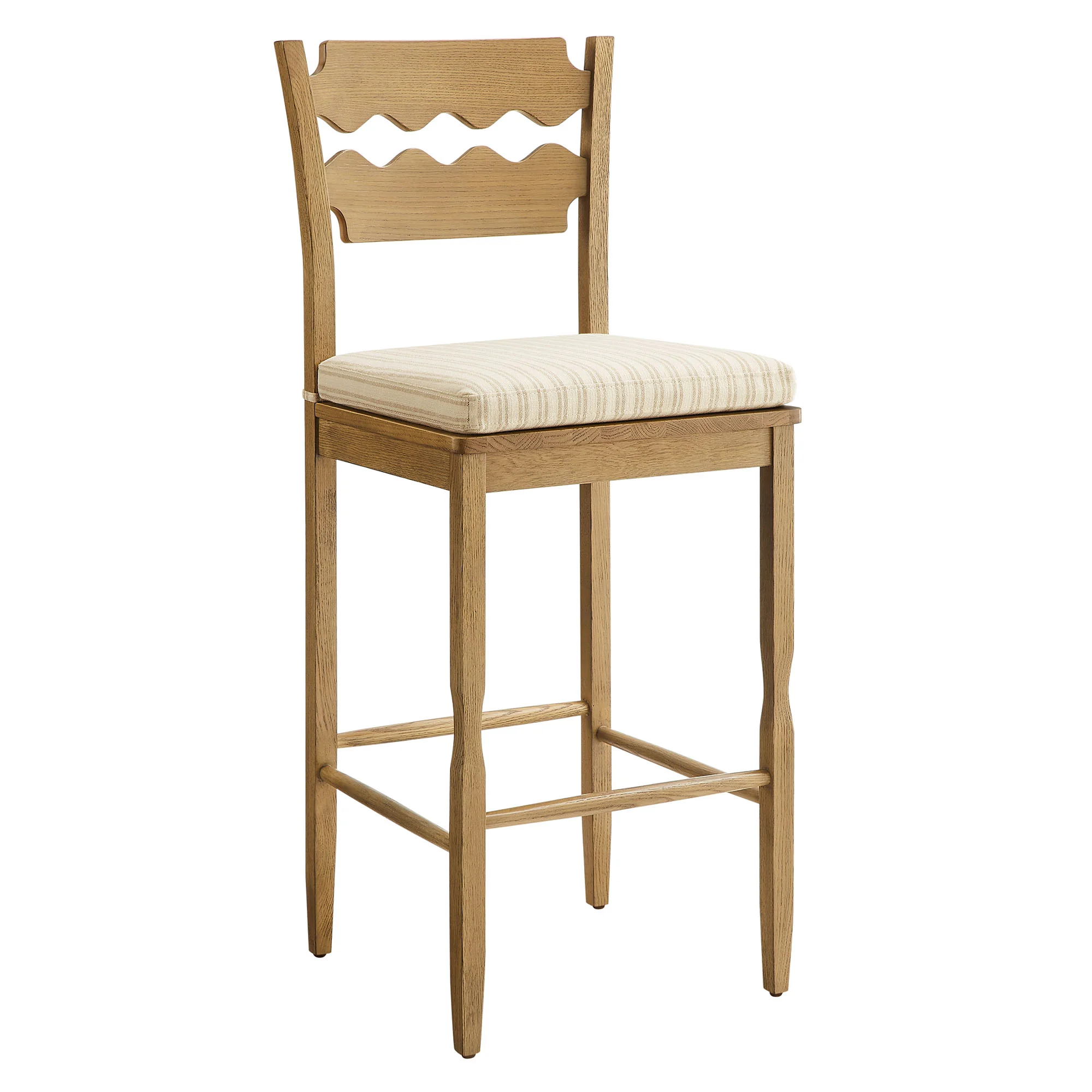 Jax Oak Wood Bar Stool With Wavy Razor Back and Cushion by Modway - Image 61