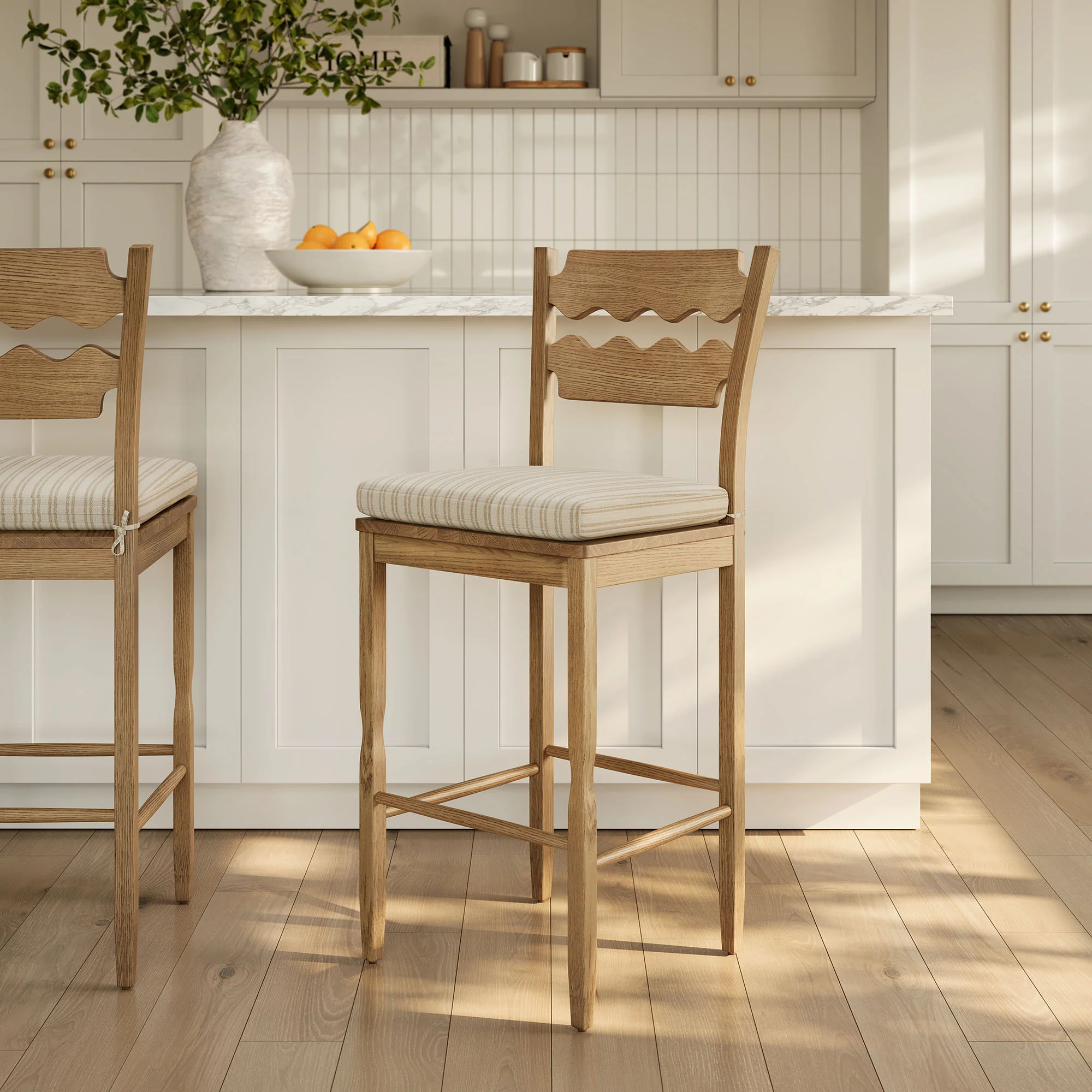 Jax Oak Wood Bar Stool With Wavy Razor Back and Cushion by Modway - Image 68