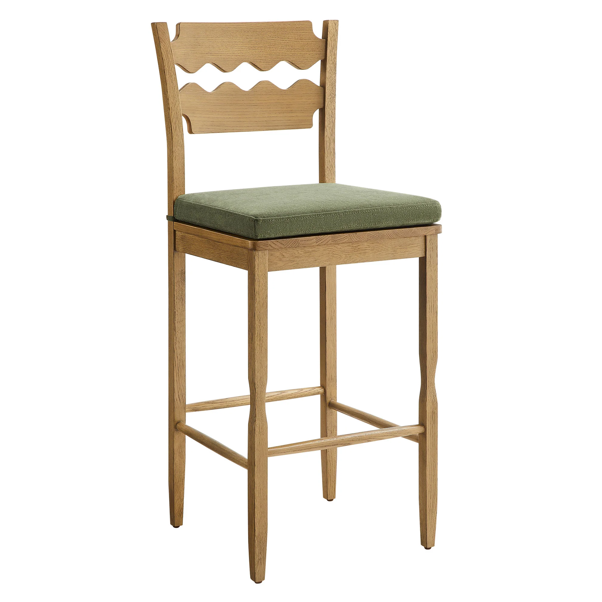 Jax Oak Wood Bar Stool With Wavy Razor Back and Cushion by Modway - Image 71