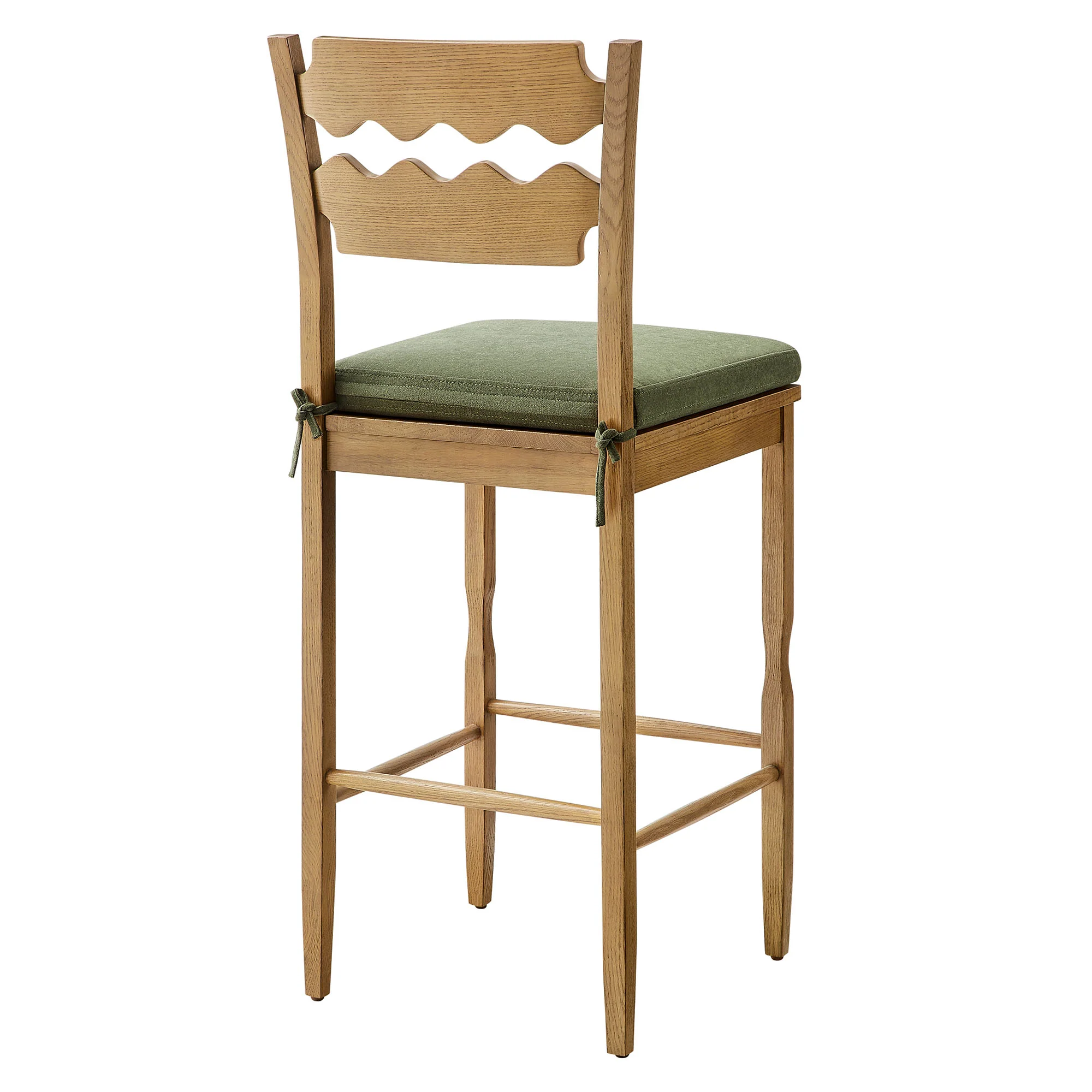 Jax Oak Wood Bar Stool With Wavy Razor Back and Cushion by Modway - Image 73