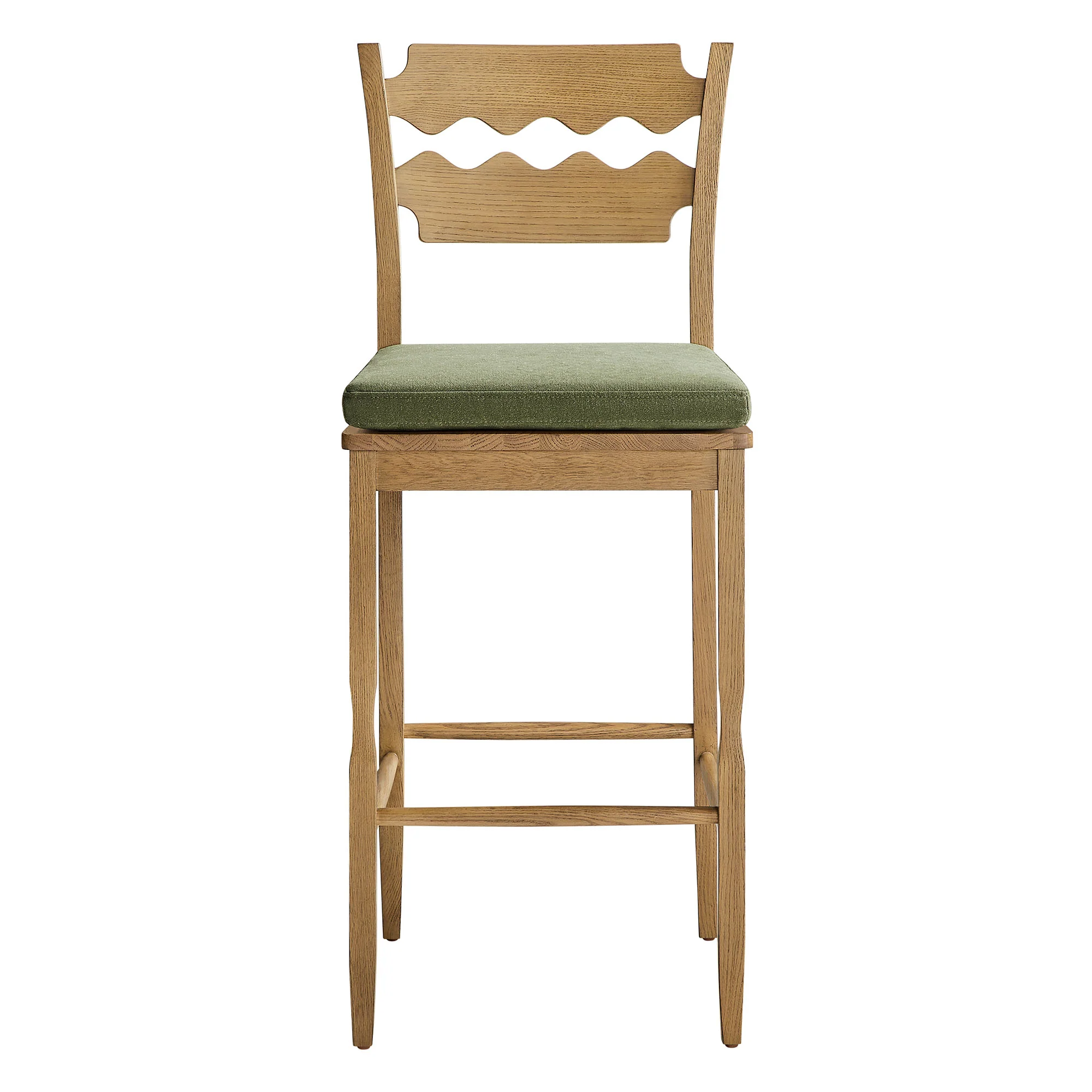 Jax Oak Wood Bar Stool With Wavy Razor Back and Cushion by Modway - Image 74