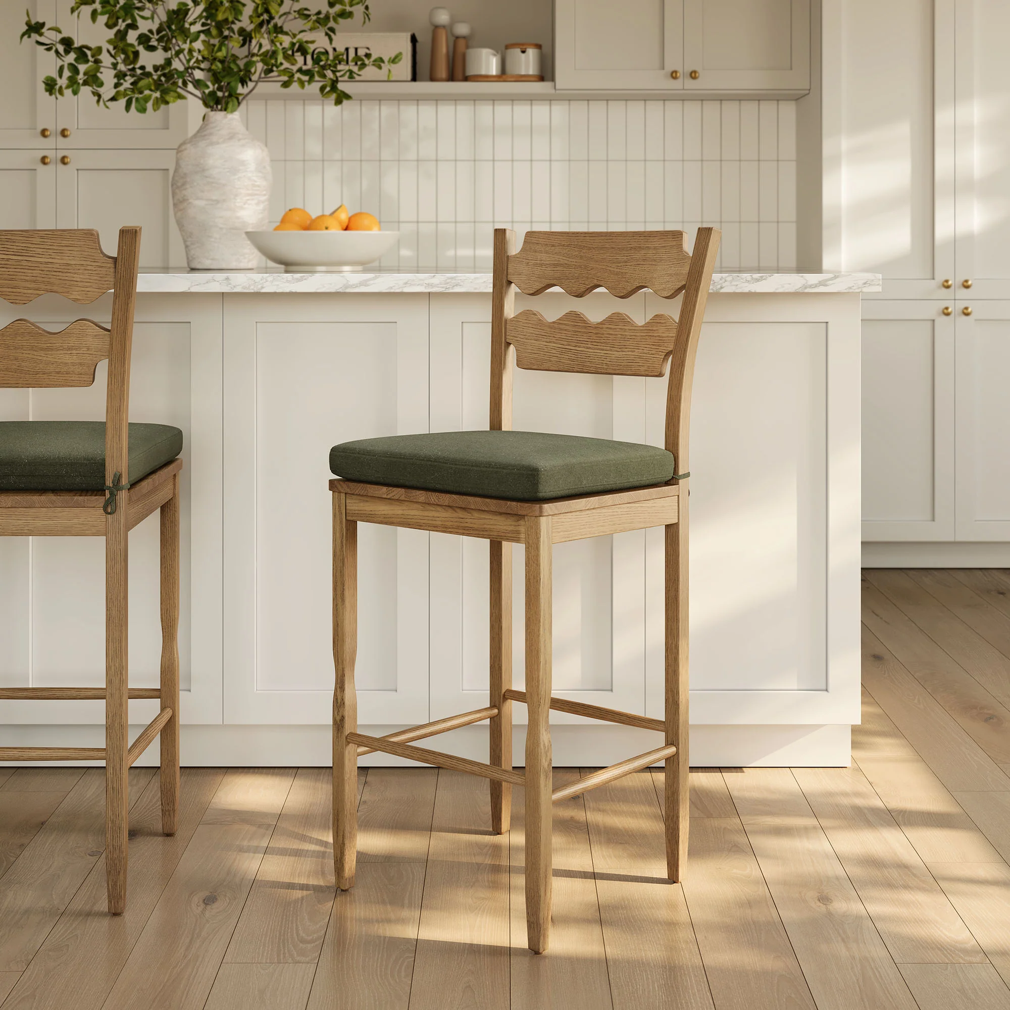 Jax Oak Wood Bar Stool With Wavy Razor Back and Cushion by Modway - Image 78