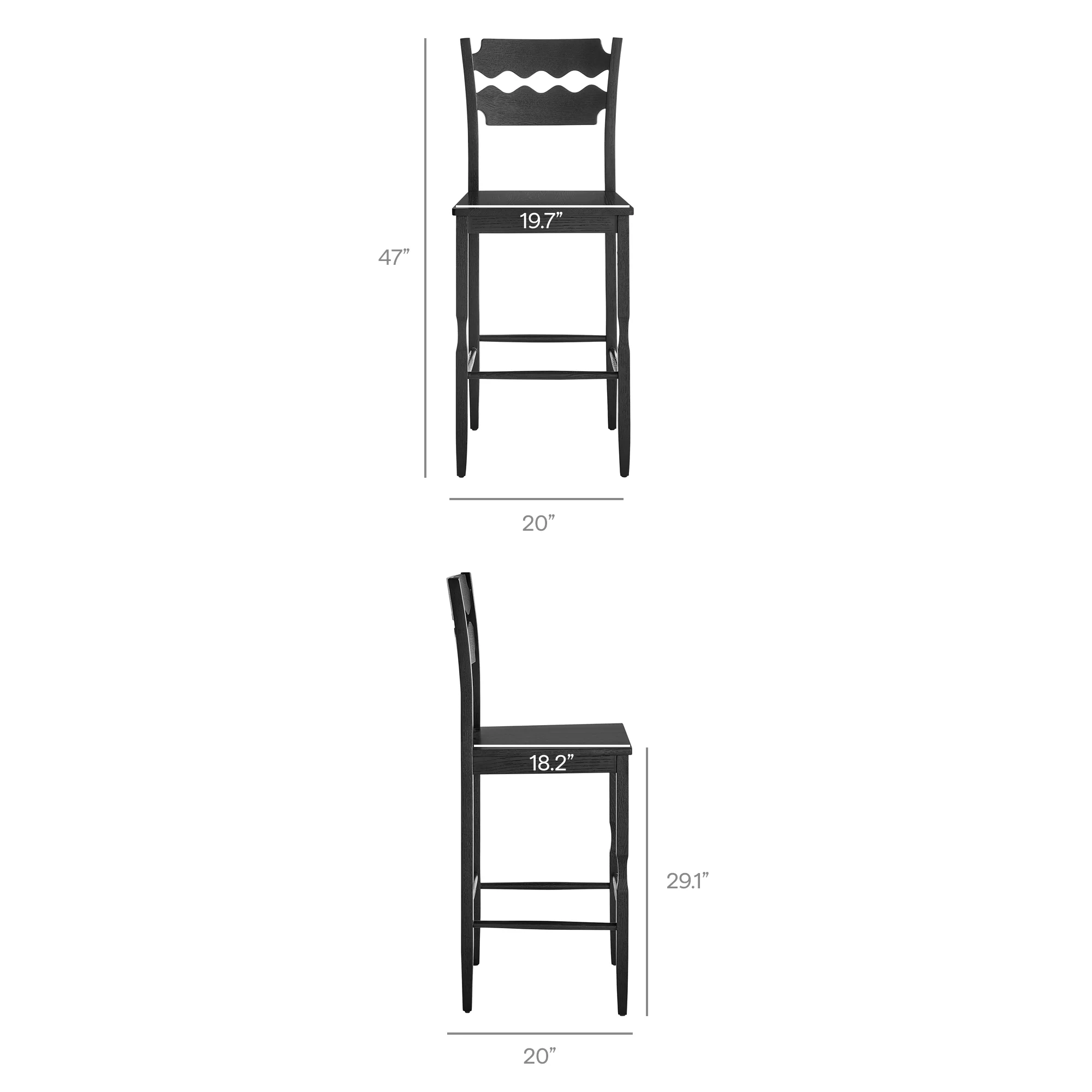 Jax Oak Wood Bar Stool With Wavy Razor Back by Modway - Image 10