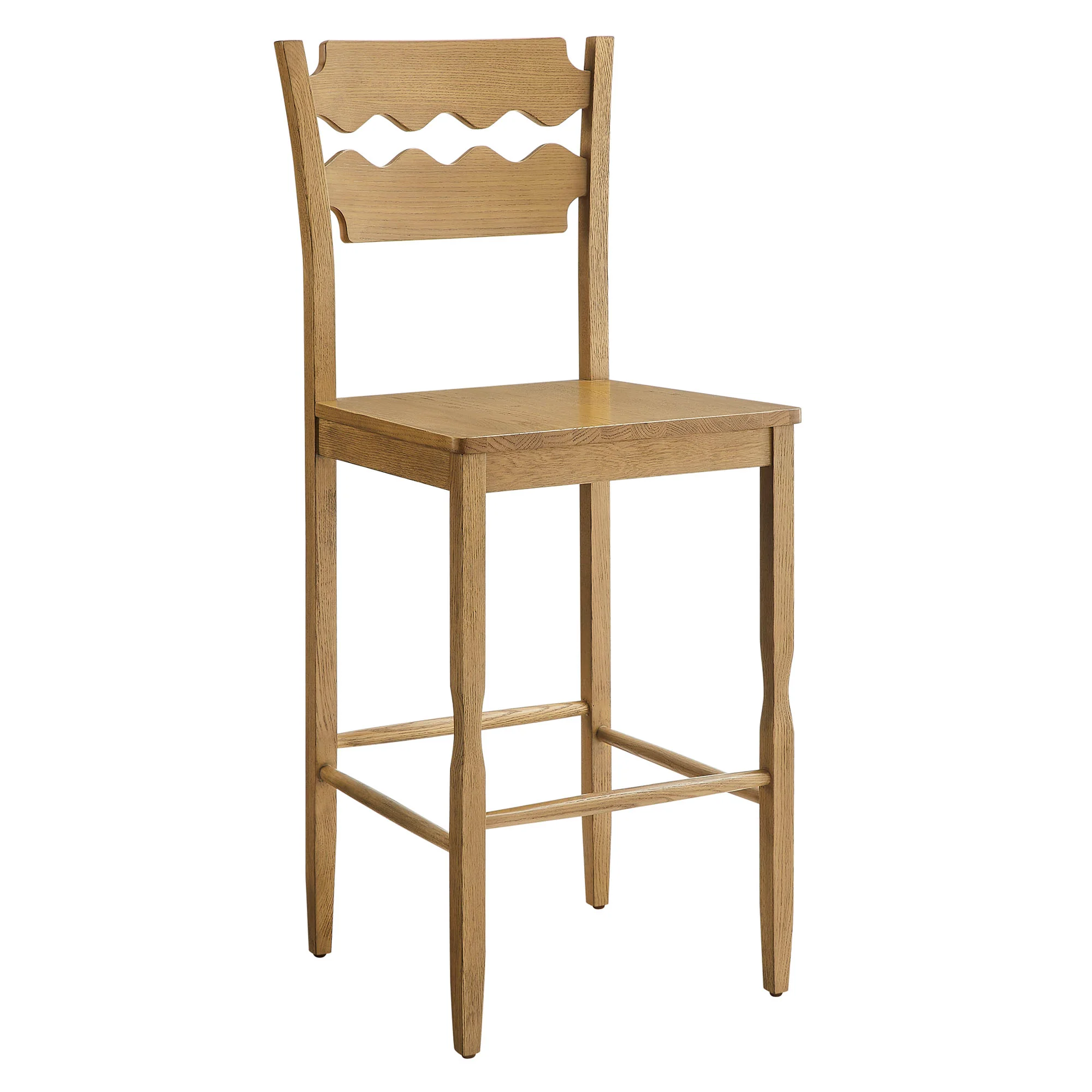 Jax Oak Wood Bar Stool With Wavy Razor Back by Modway - Image 11