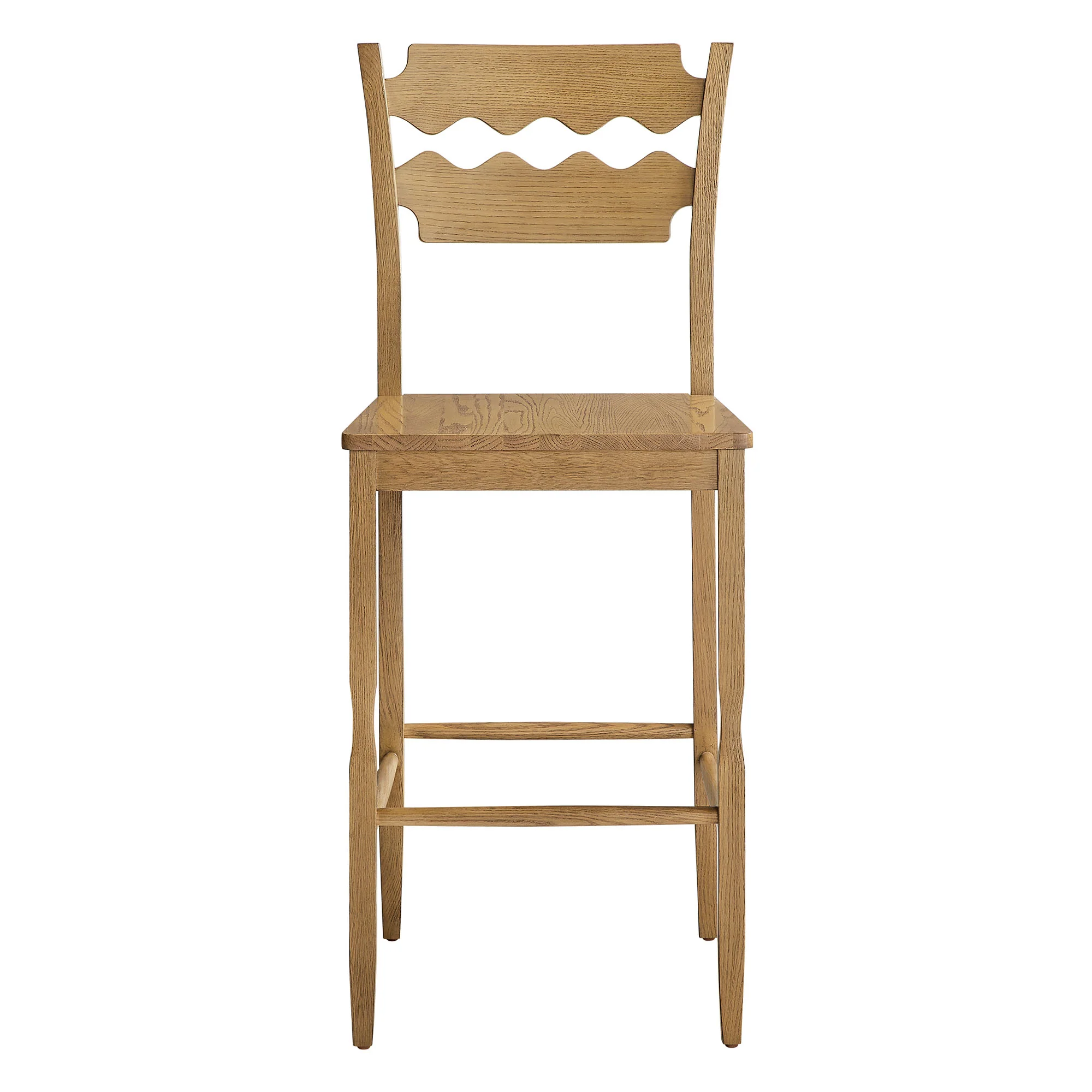 Jax Oak Wood Bar Stool With Wavy Razor Back by Modway - Image 14
