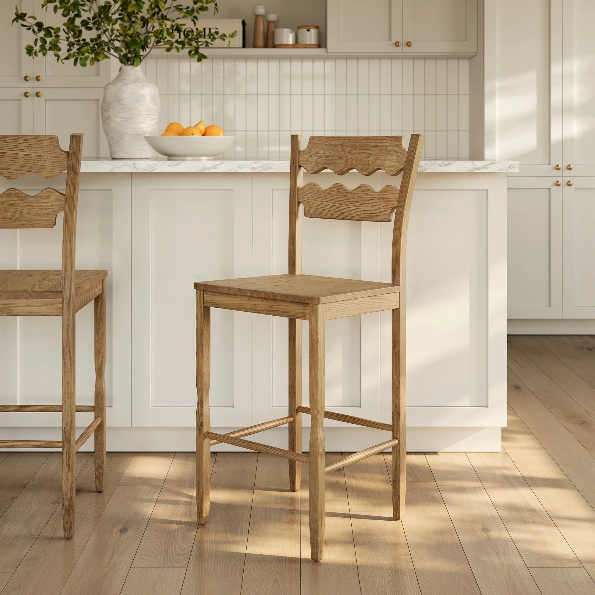 Jax Oak Wood Bar Stool With Wavy Razor Back by Modway - Image 18
