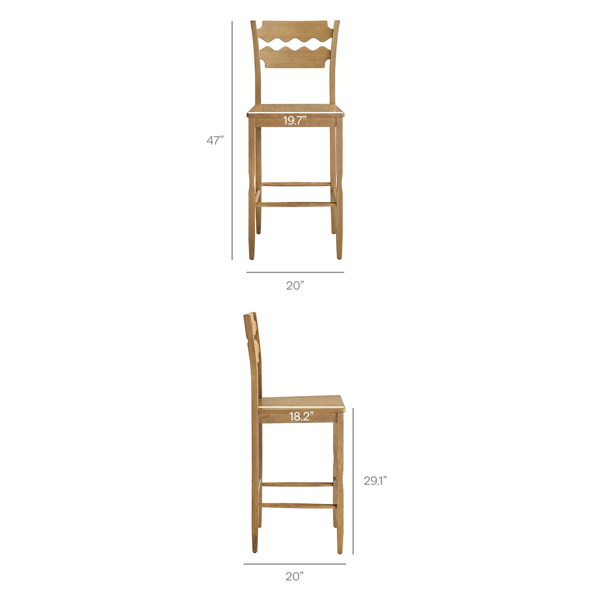 Jax Oak Wood Bar Stool With Wavy Razor Back by Modway - Image 20