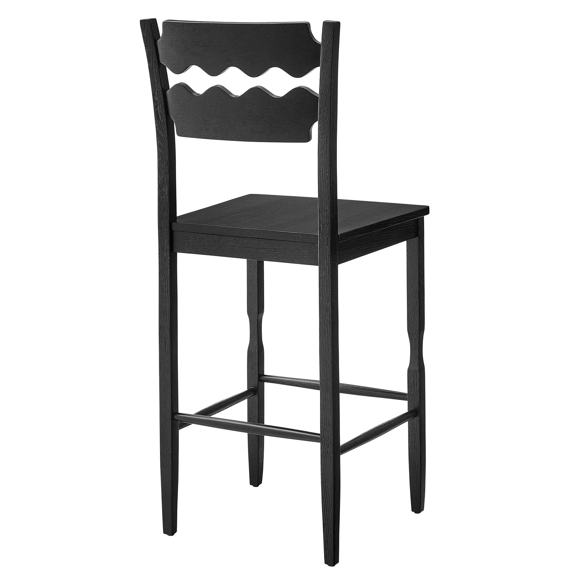 Jax Oak Wood Bar Stool With Wavy Razor Back by Modway - Image 3