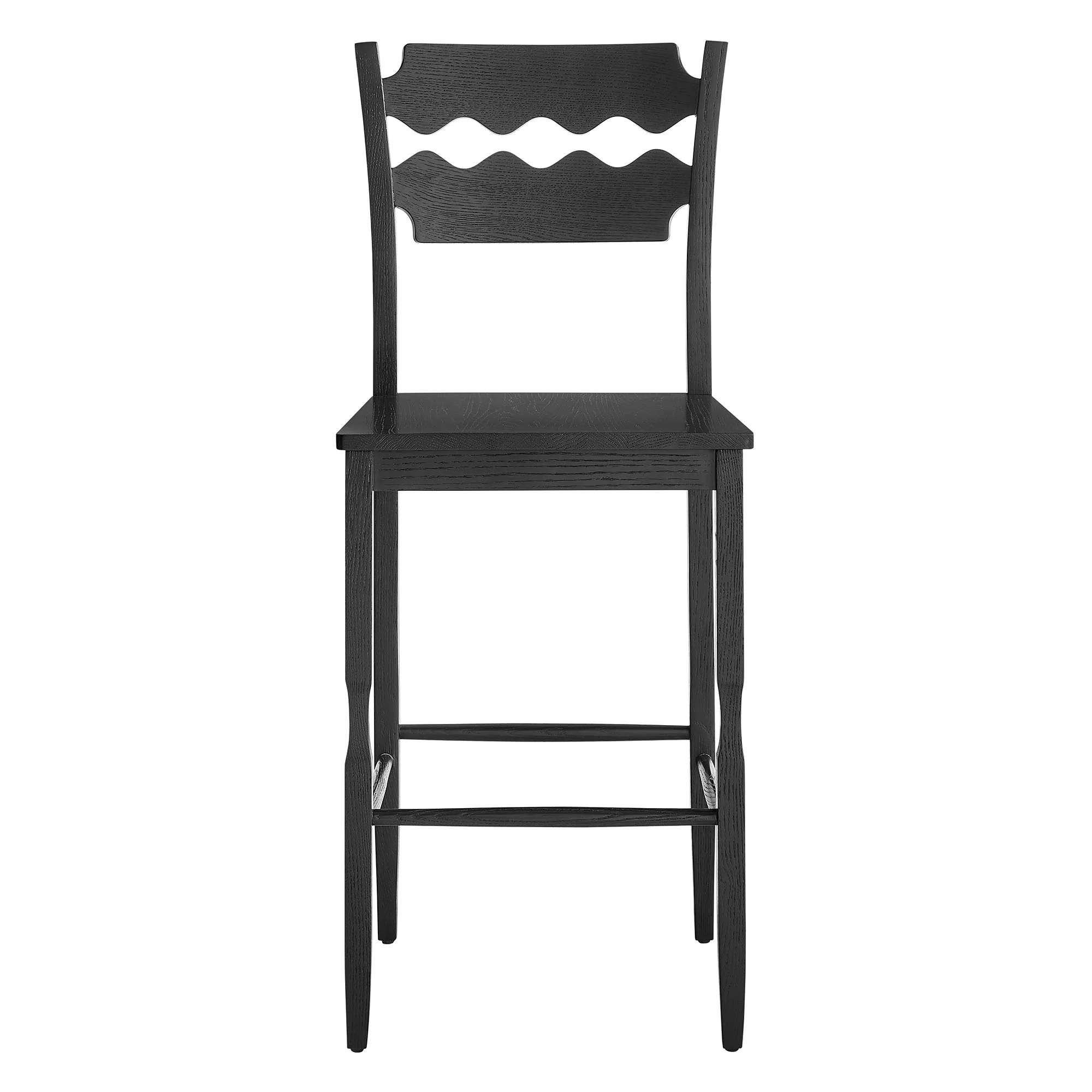 Jax Oak Wood Bar Stool With Wavy Razor Back by Modway - Image 4