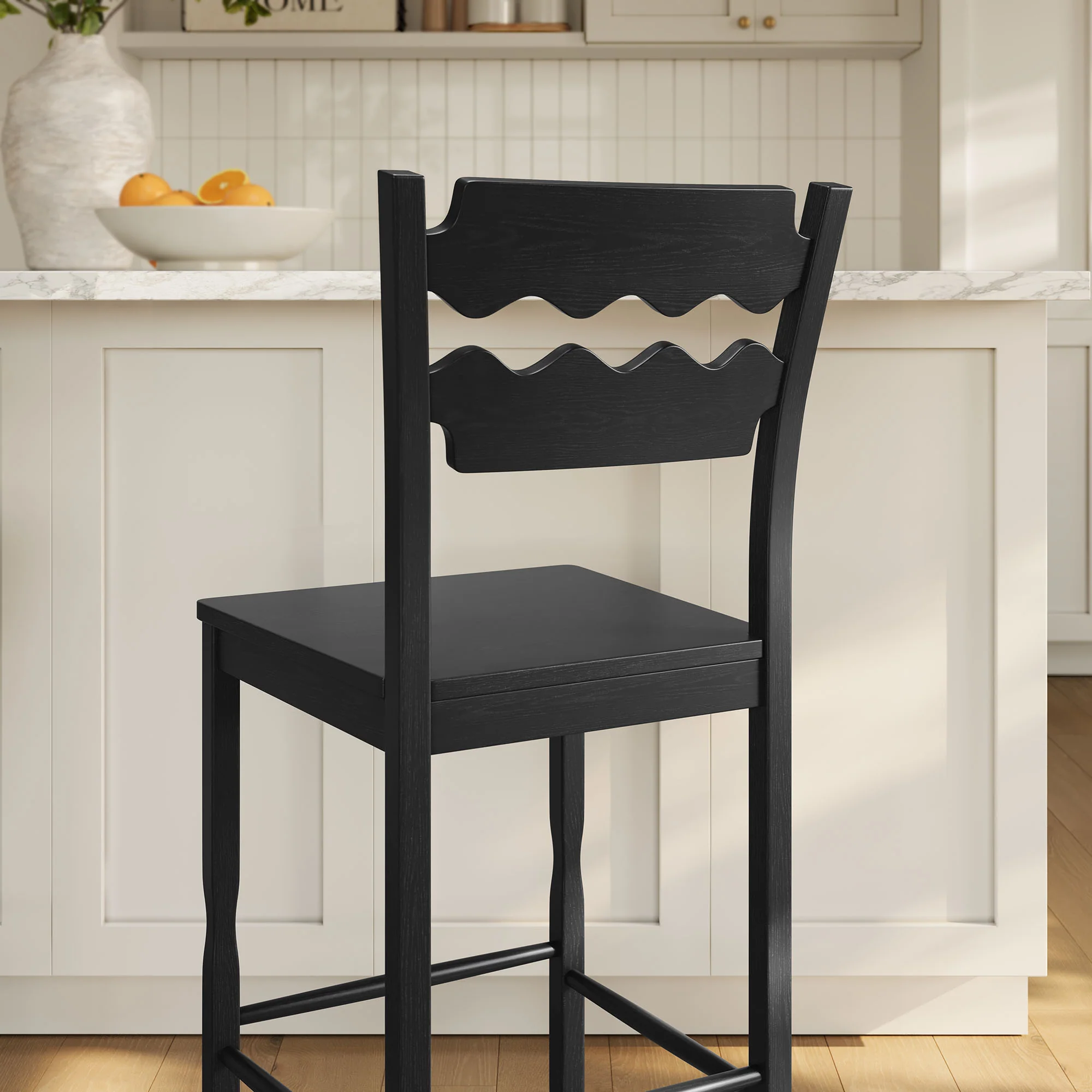 Jax Oak Wood Bar Stool With Wavy Razor Back by Modway - Image 7