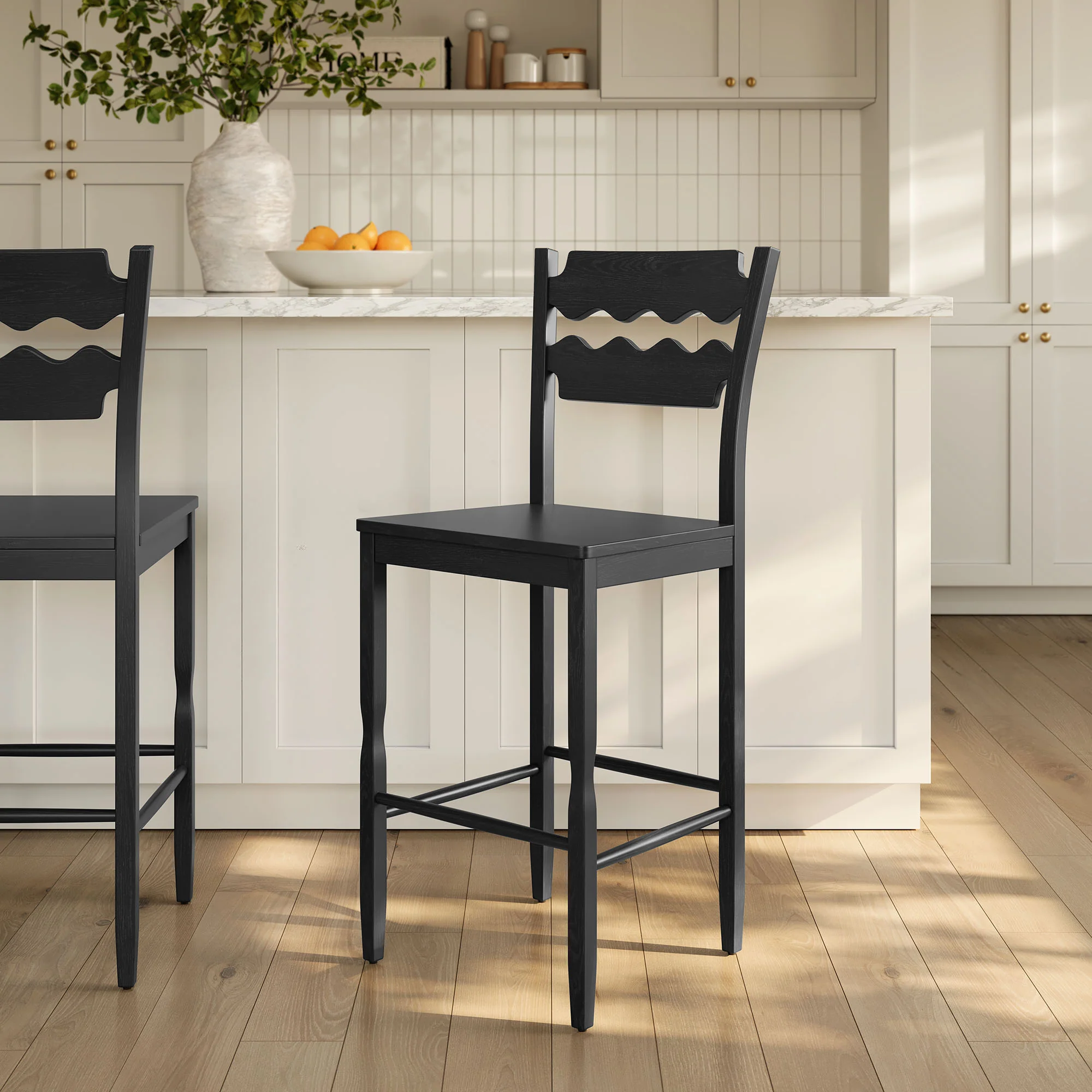 Jax Oak Wood Bar Stool With Wavy Razor Back by Modway - Image 8