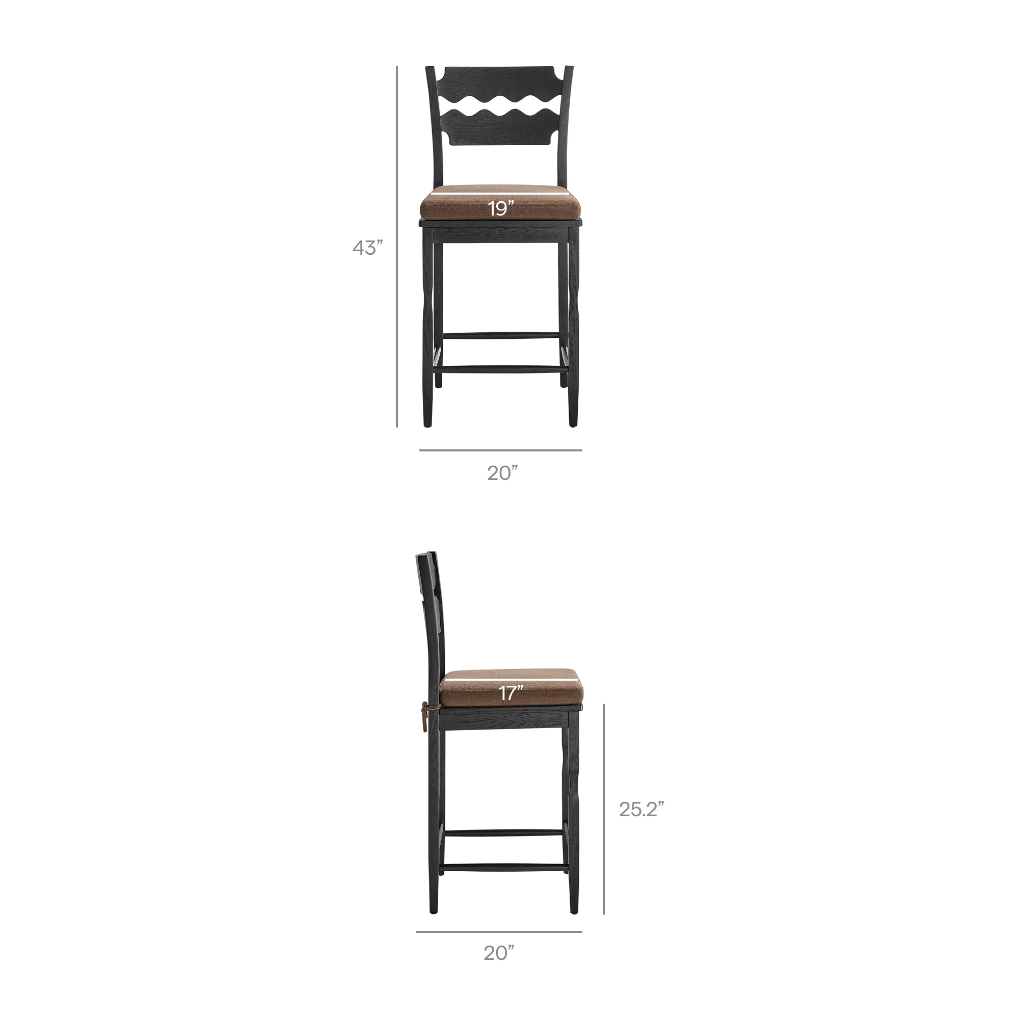 Jax Oak Wood Counter Stool With Wavy Razor Back and Cushion by Modway - Image 10