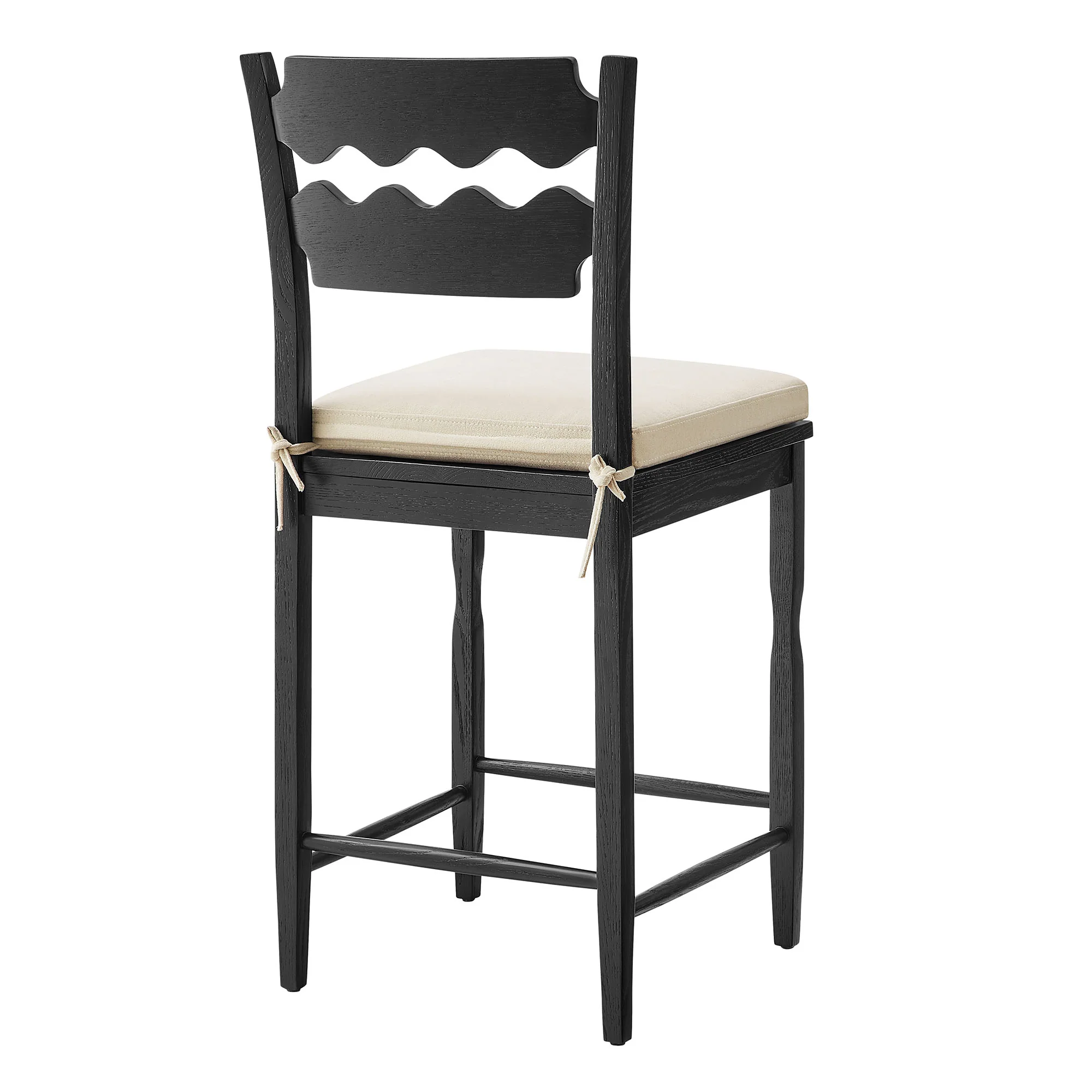 Jax Oak Wood Counter Stool With Wavy Razor Back and Cushion by Modway - Image 13