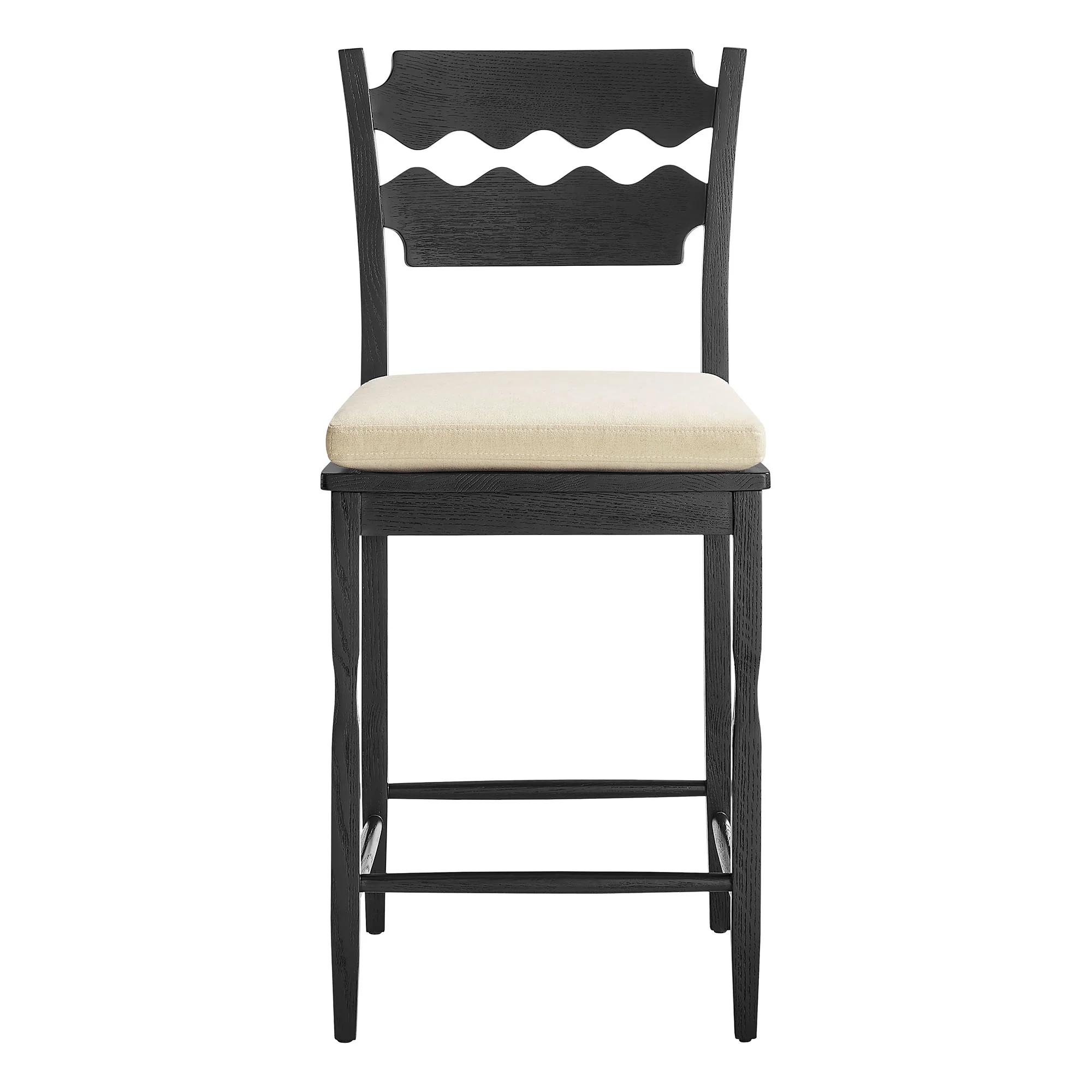 Jax Oak Wood Counter Stool With Wavy Razor Back and Cushion by Modway - Image 14