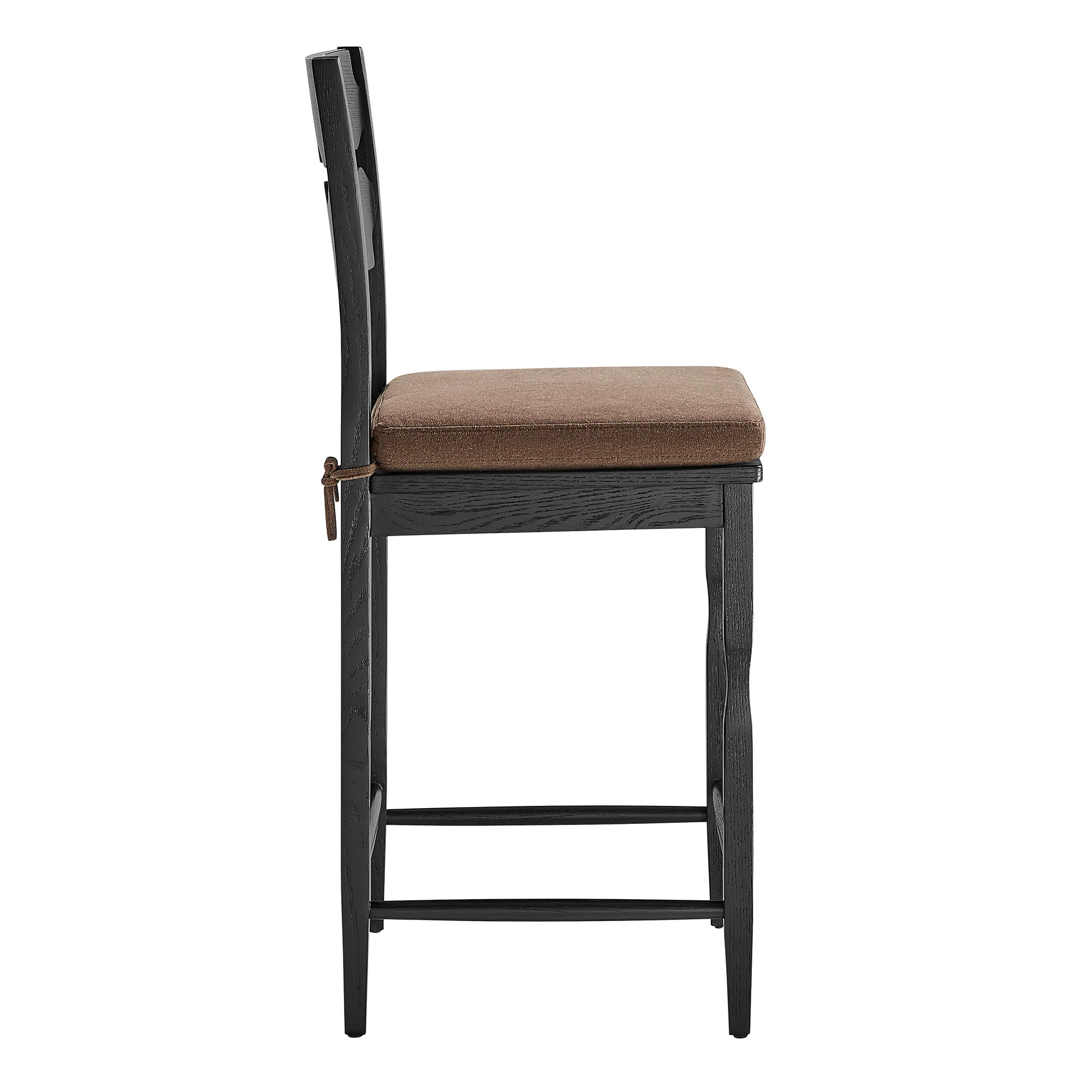 Jax Oak Wood Counter Stool With Wavy Razor Back and Cushion by Modway - Image 2