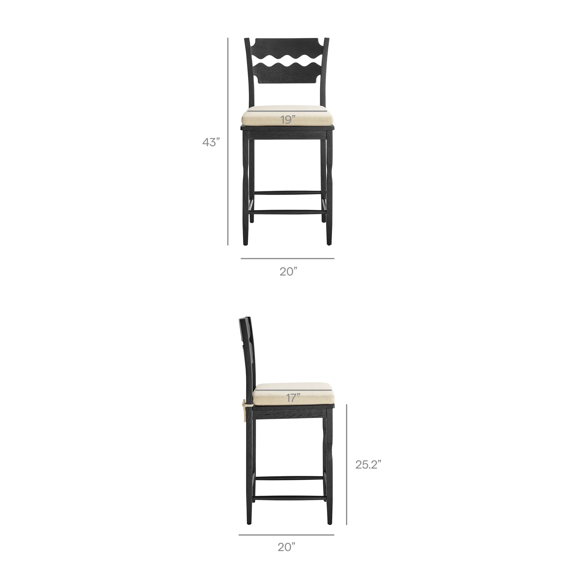 Jax Oak Wood Counter Stool With Wavy Razor Back and Cushion by Modway - Image 20