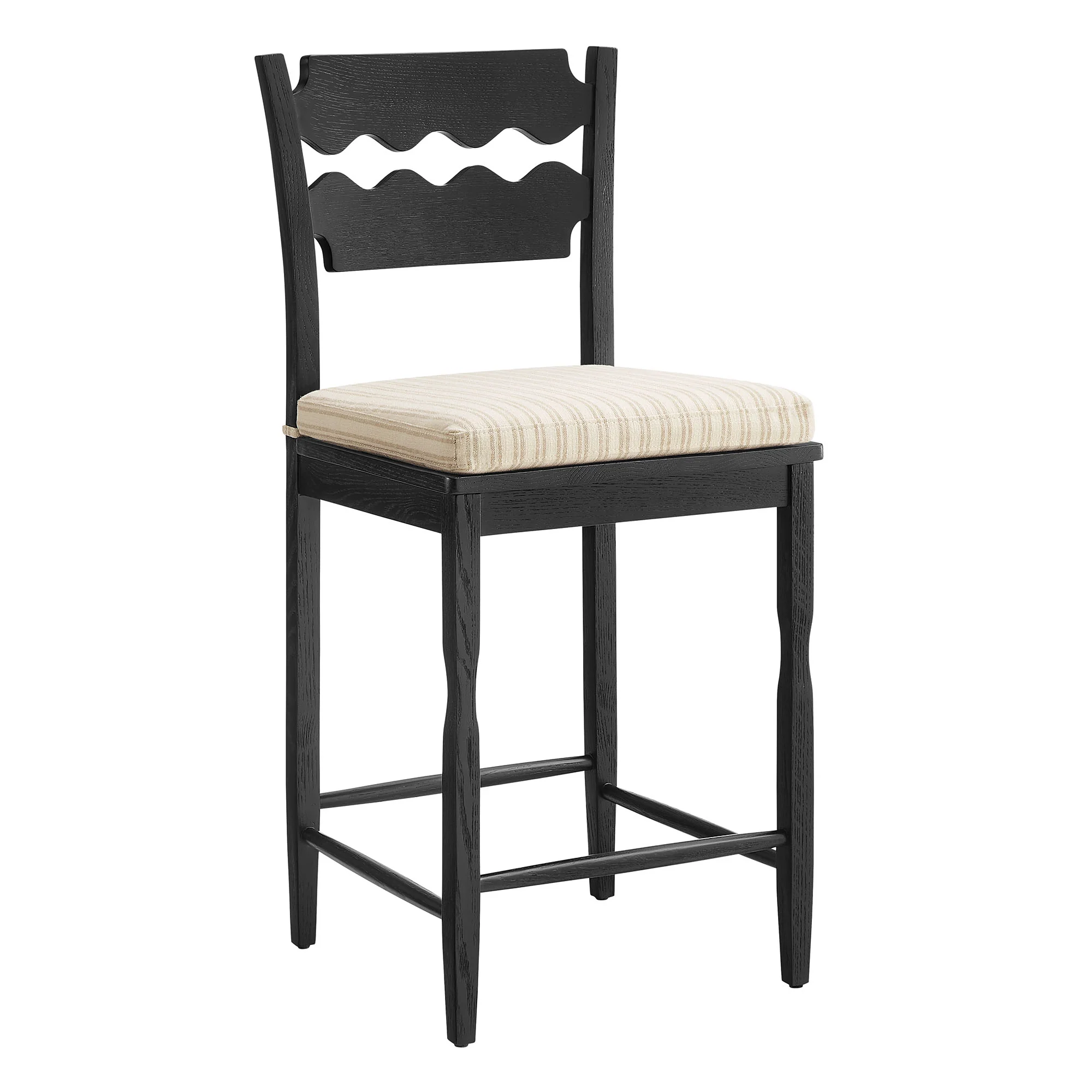 Jax Oak Wood Counter Stool With Wavy Razor Back and Cushion by Modway - Image 21